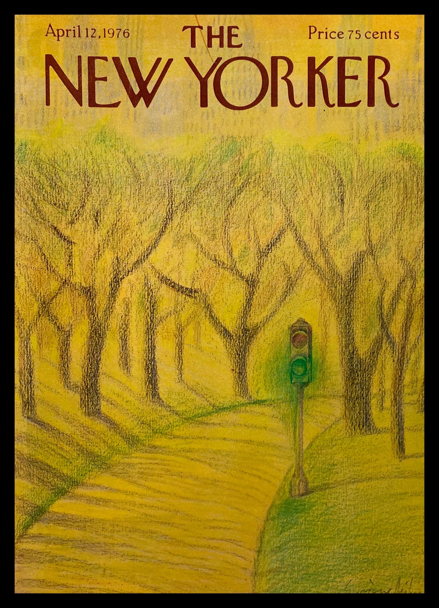 COVER ONLY The New Yorker April 12 1976 Green Light by Eugene Mihaesco No Label