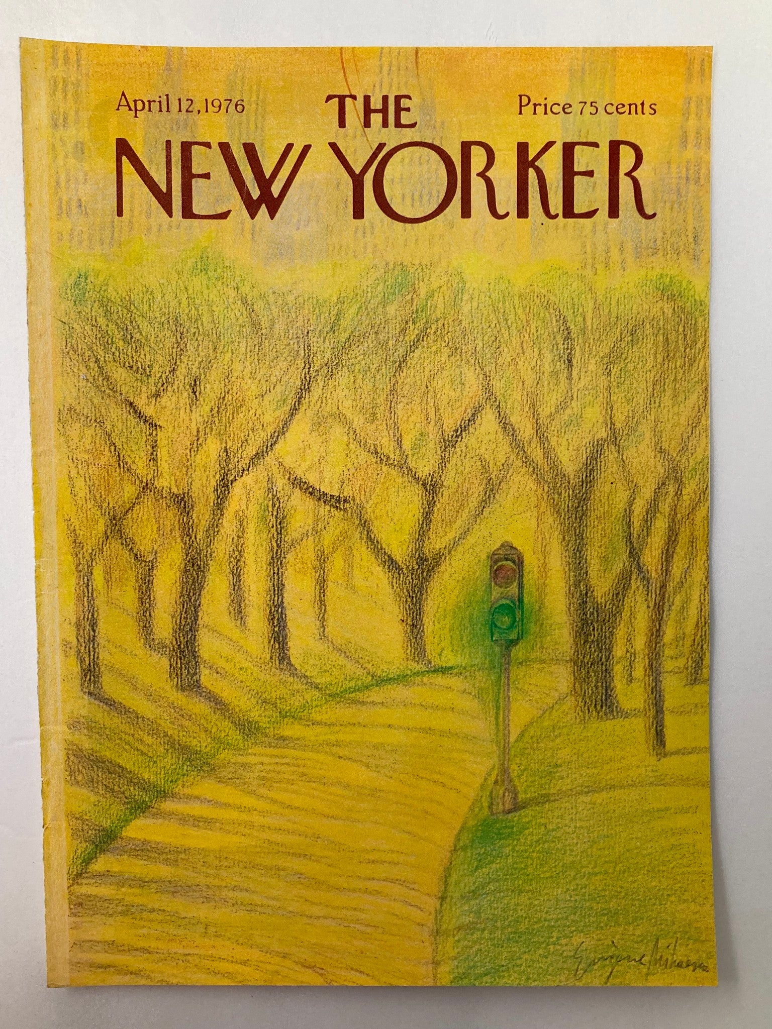 COVER ONLY The New Yorker April 12 1976 Green Light by Eugene Mihaesco No Label