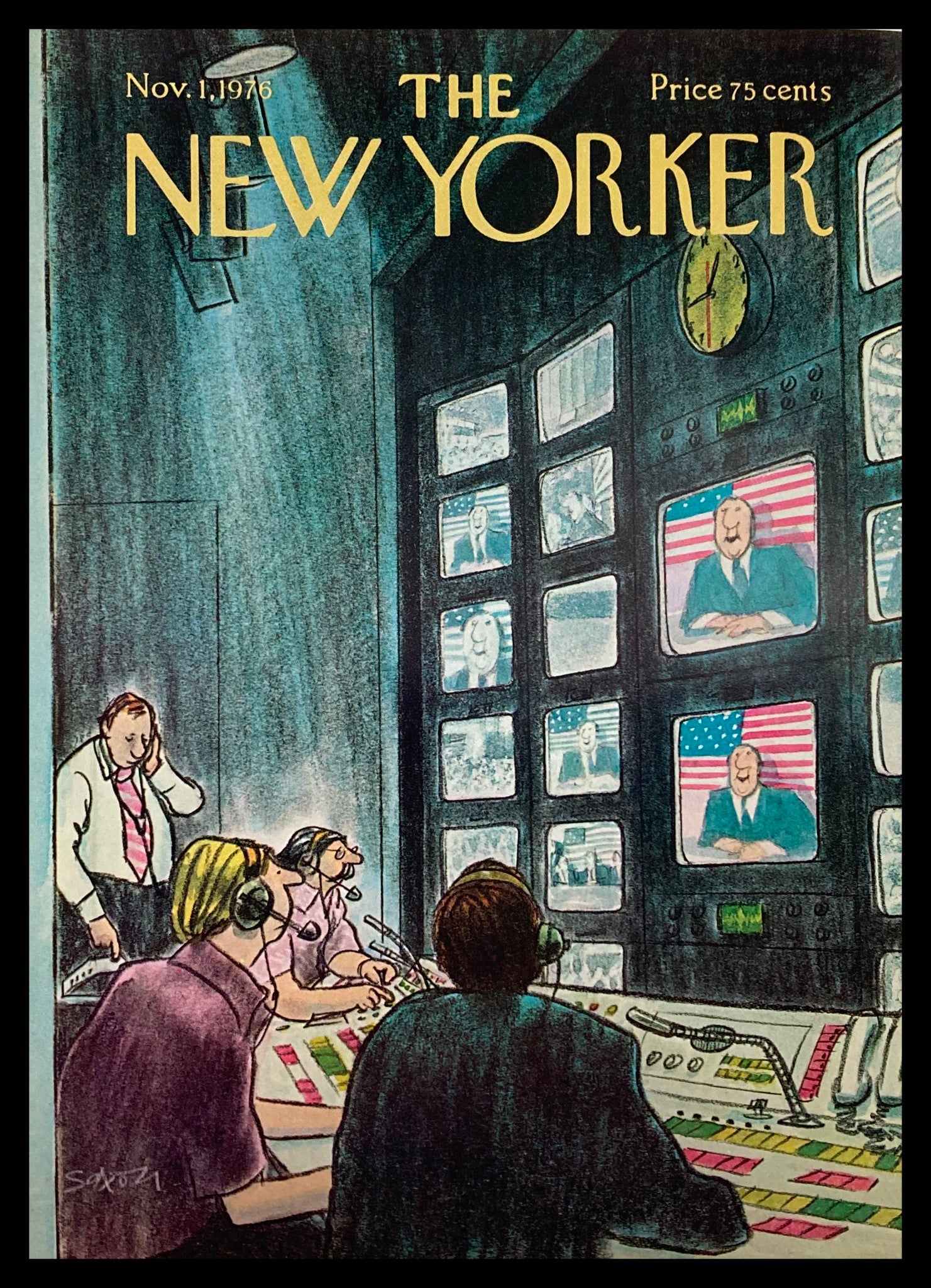 COVER ONLY The New Yorker November 1 1976 Broadcasting by Charles Saxon No Label