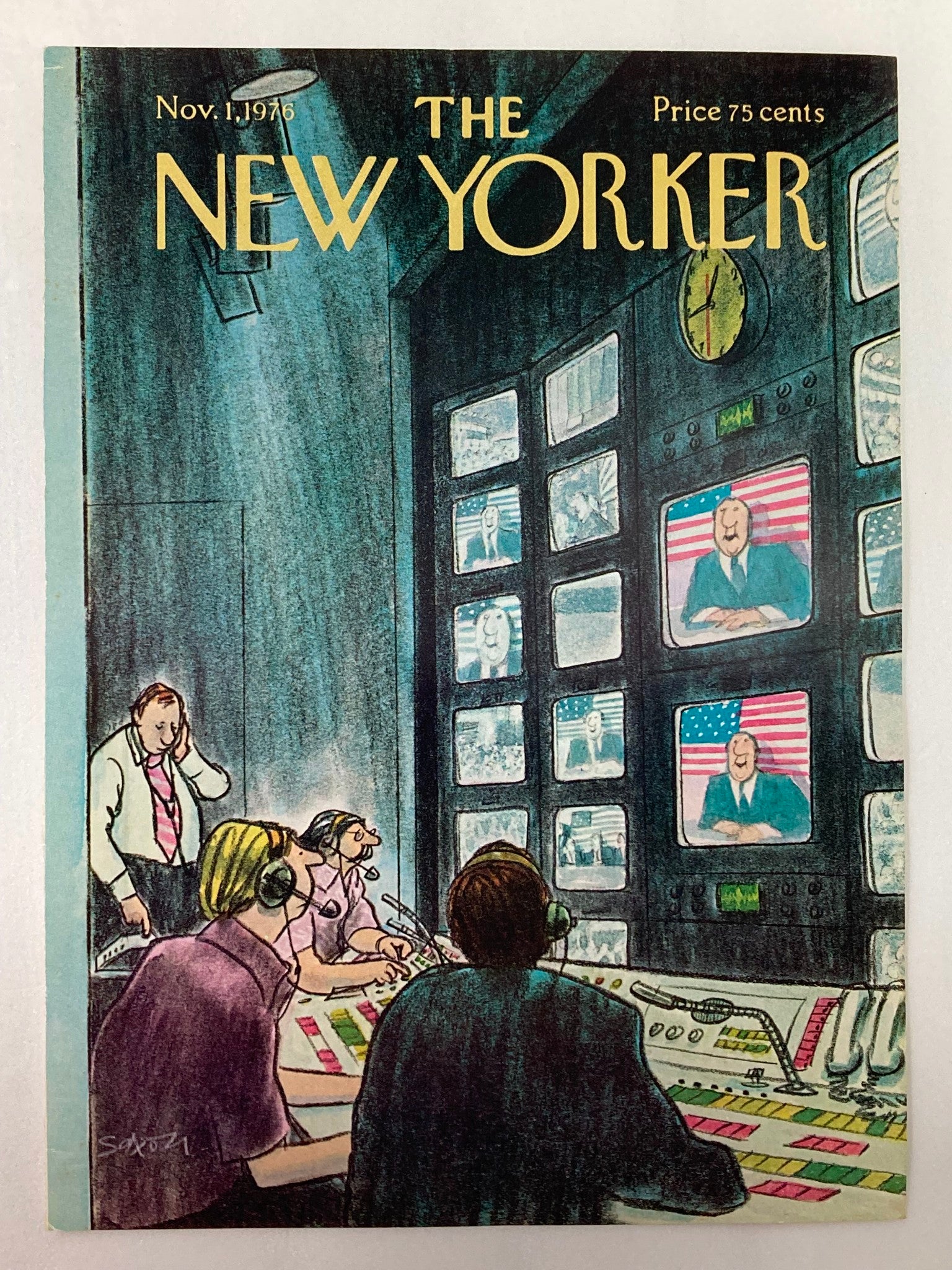 COVER ONLY The New Yorker November 1 1976 Broadcasting by Charles Saxon No Label