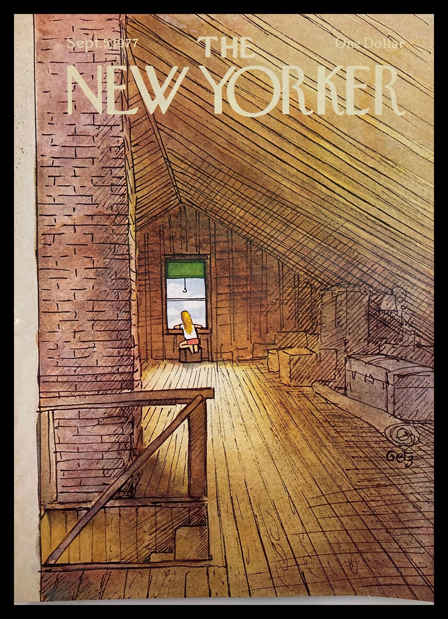 COVER ONLY The New Yorker September 6 1977 Attic by Arthur Getz No Label