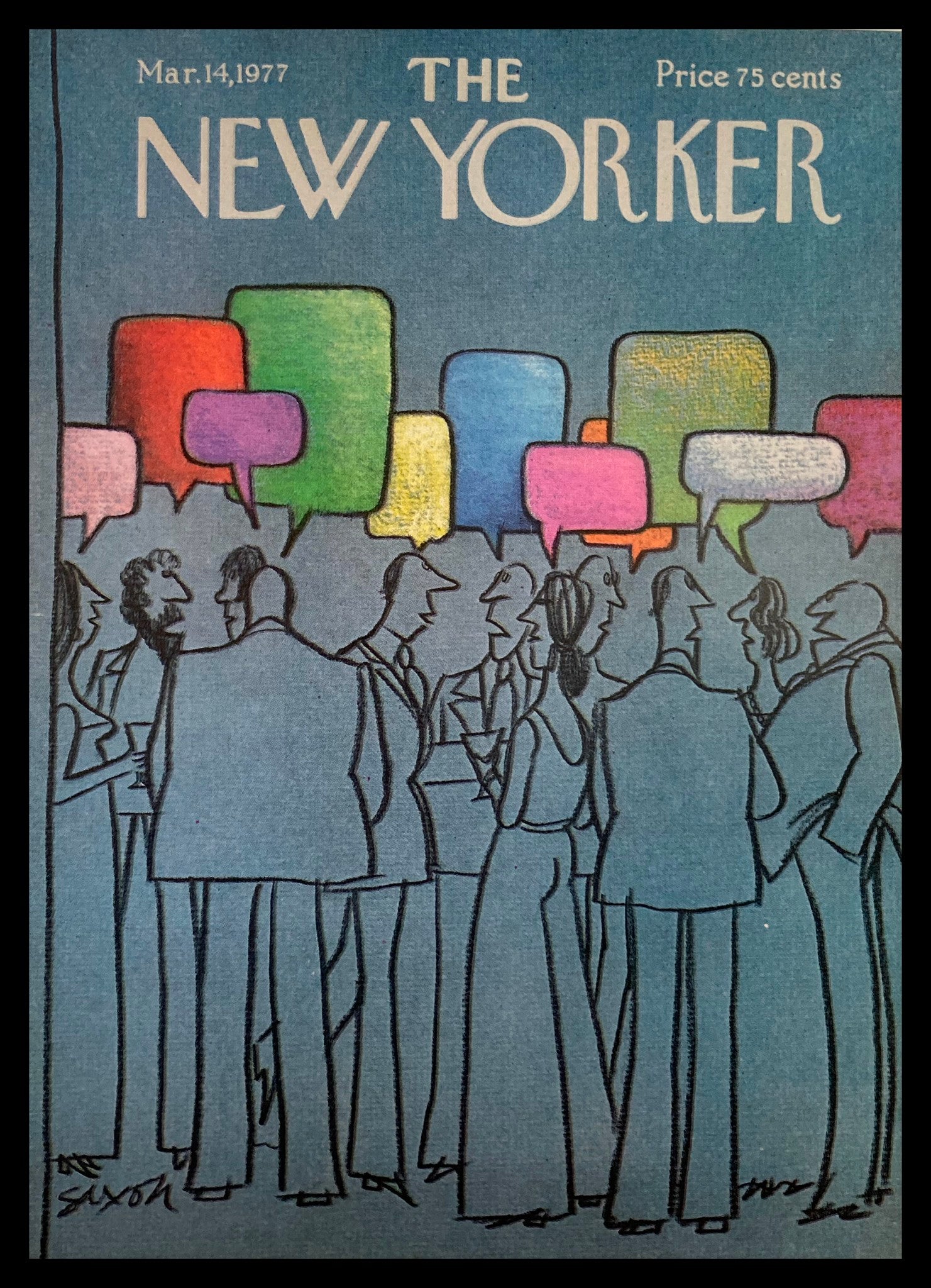 COVER ONLY The New Yorker March 14 1977 Gossips by Charles Saxon No Label