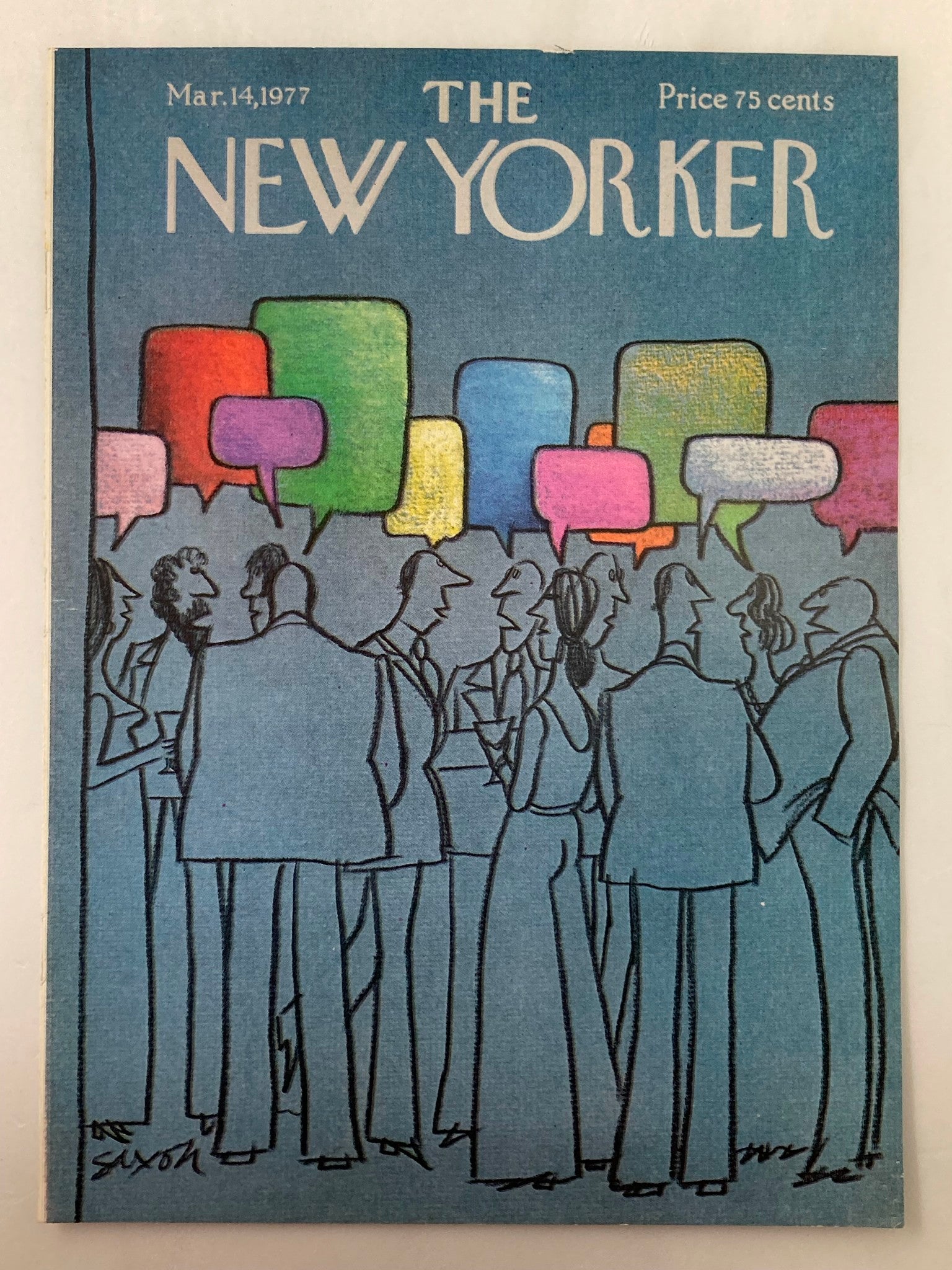 COVER ONLY The New Yorker March 14 1977 Gossips by Charles Saxon No Label