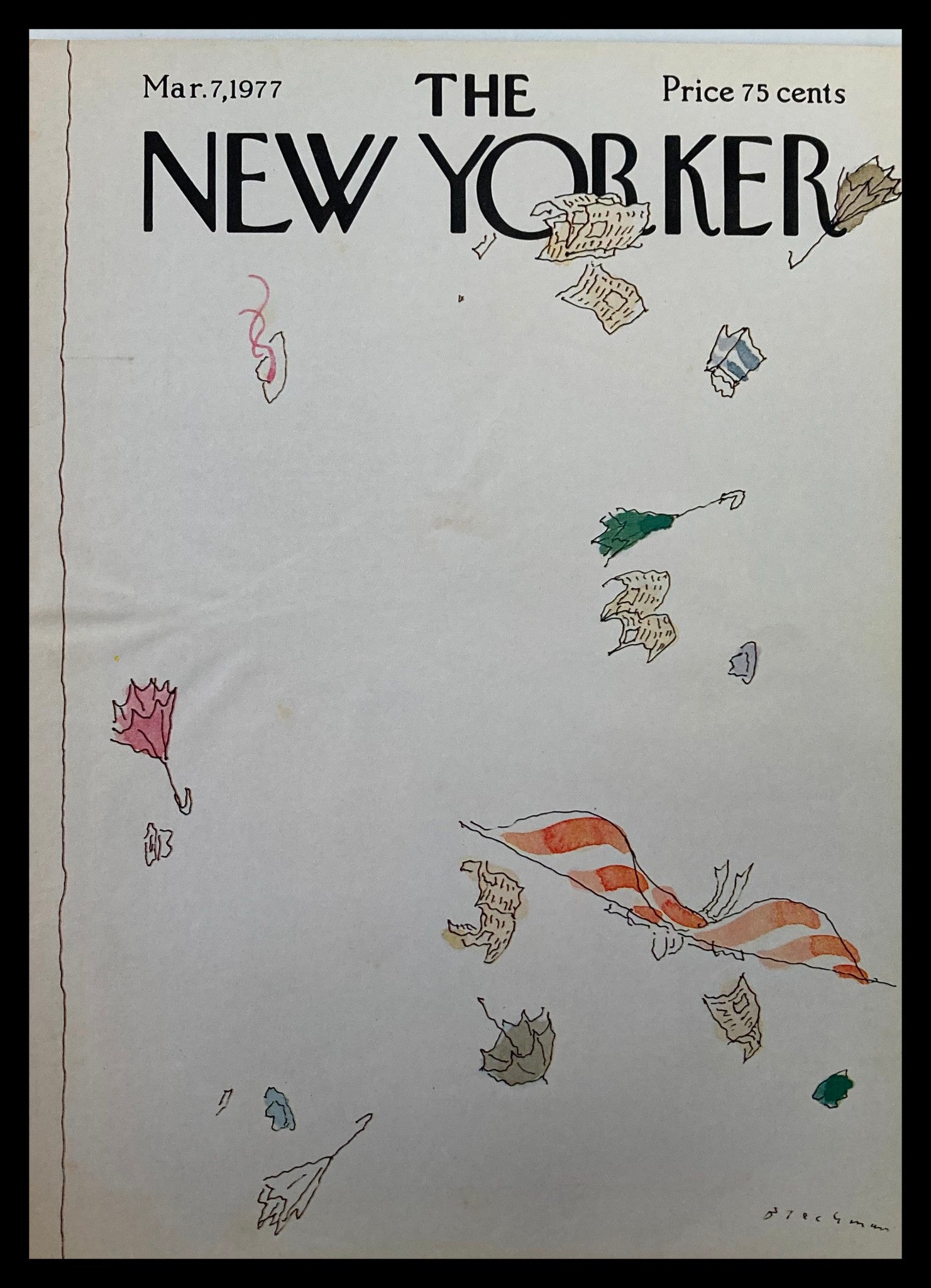 COVER ONLY The New Yorker March 7 1977 Windy by R.O. Blechman No Label