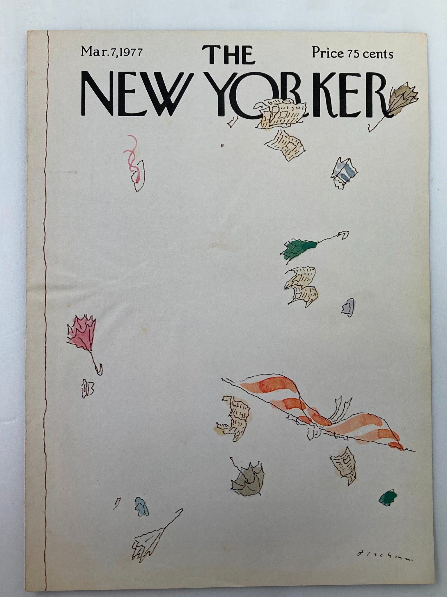 COVER ONLY The New Yorker March 7 1977 Windy by R.O. Blechman No Label