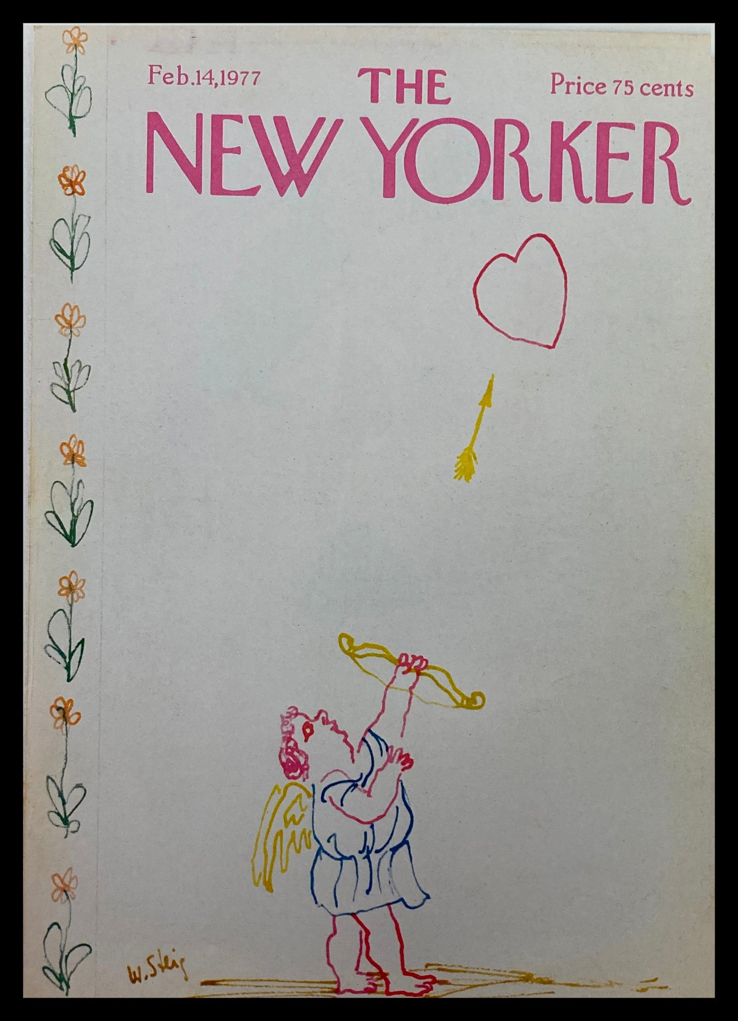 COVER ONLY The New Yorker February 14 1977 Shooting Heart by W. Steig No Label