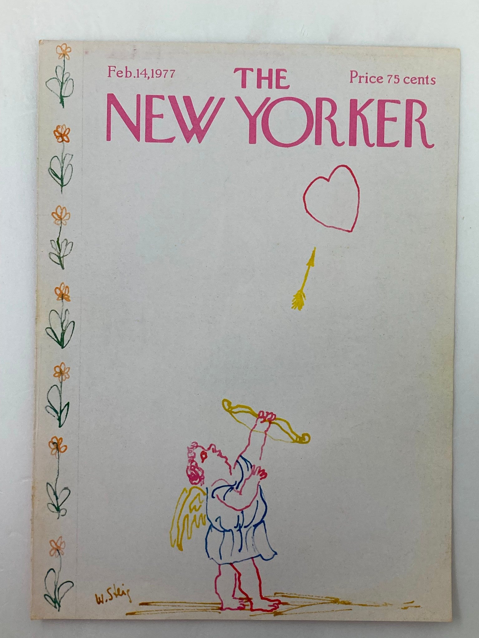 COVER ONLY The New Yorker February 14 1977 Shooting Heart by W. Steig No Label