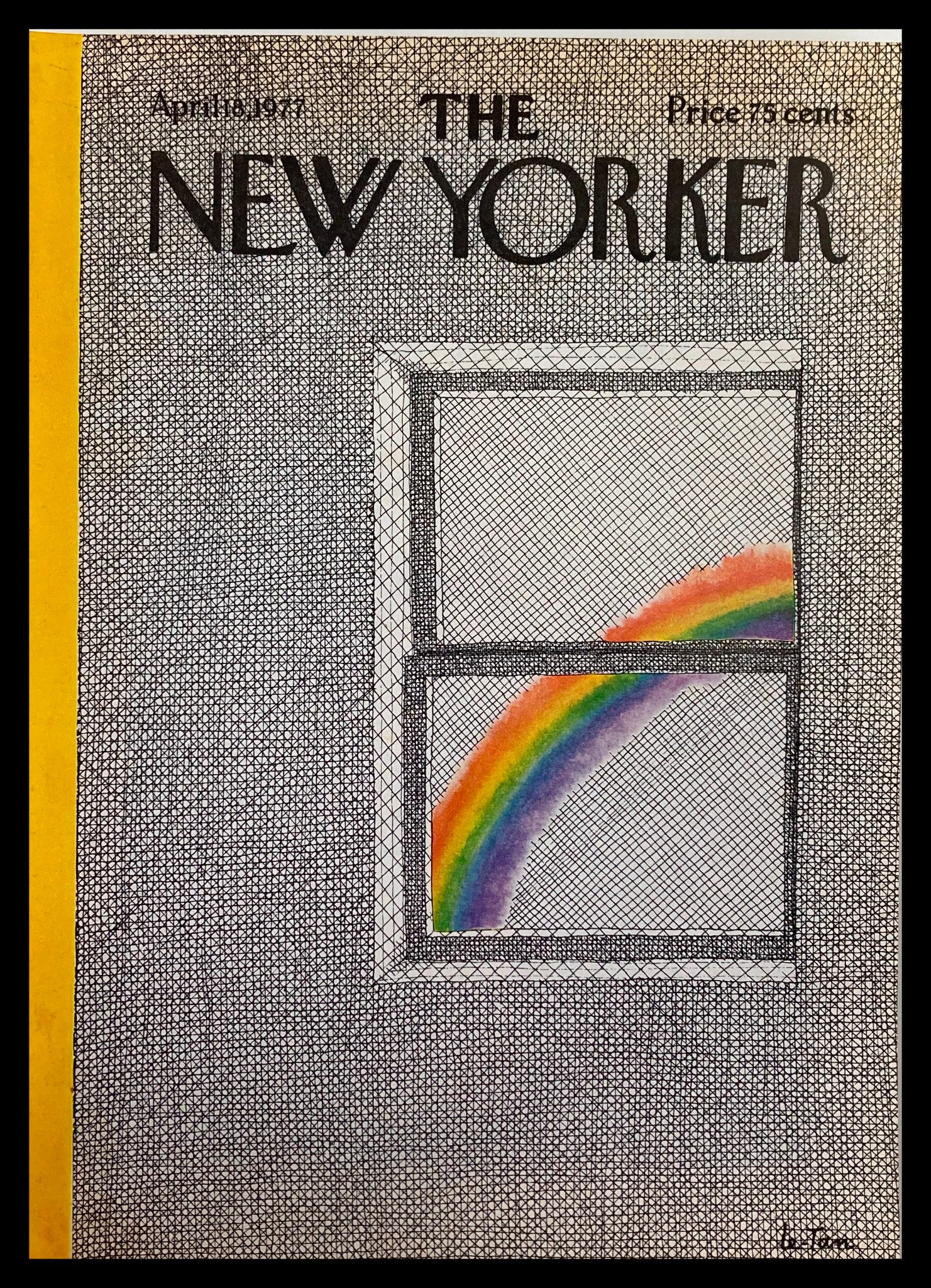 COVER ONLY The New Yorker April 18 1977 Rainbow by Pierre LeTan No Label