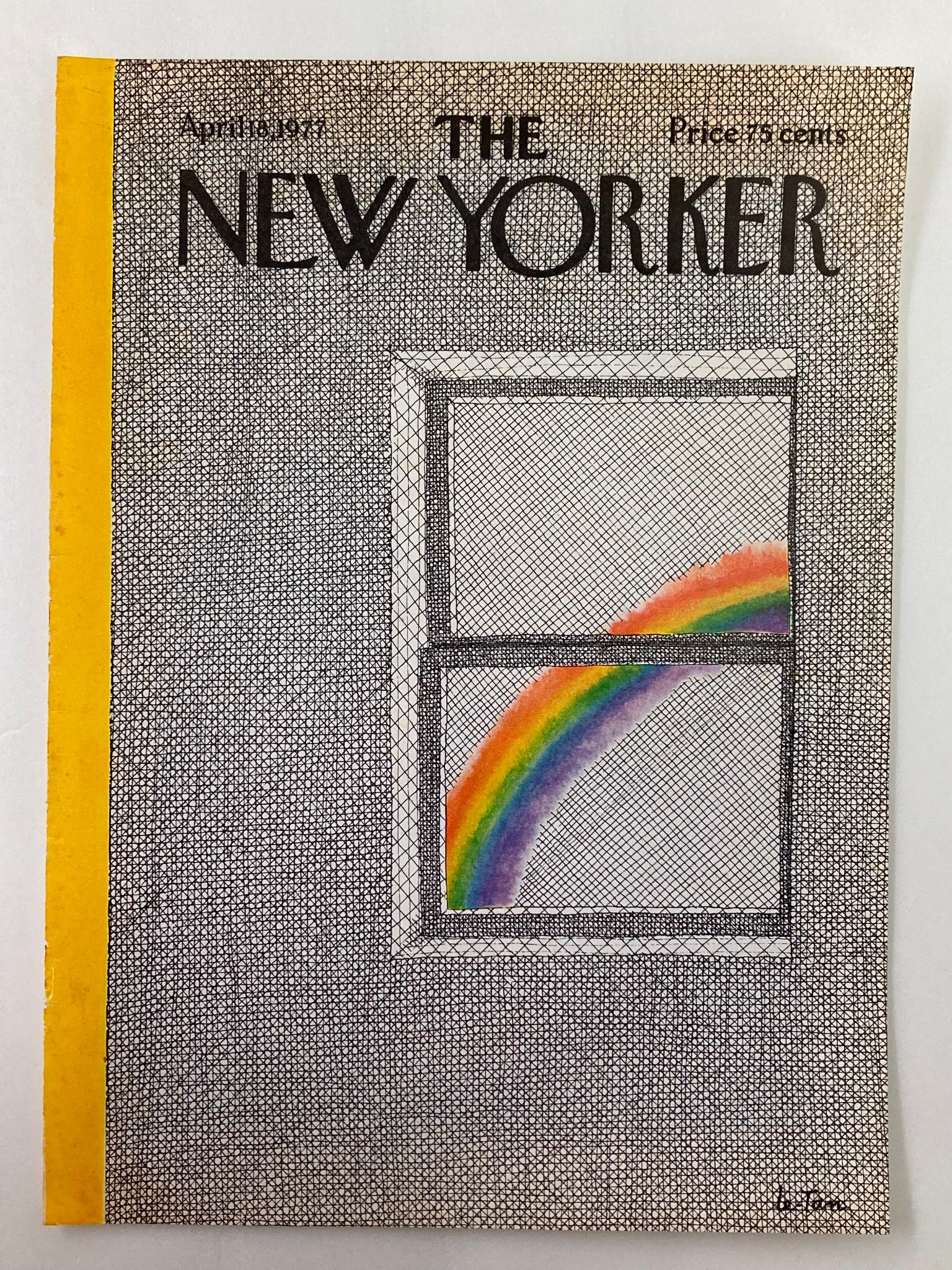 COVER ONLY The New Yorker April 18 1977 Rainbow by Pierre LeTan No Label