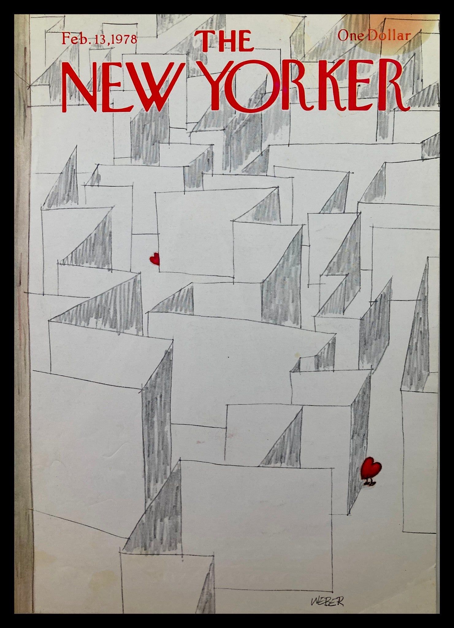 COVER ONLY The New Yorker February 13 1978 Heart Maze by Robert Weber No Label