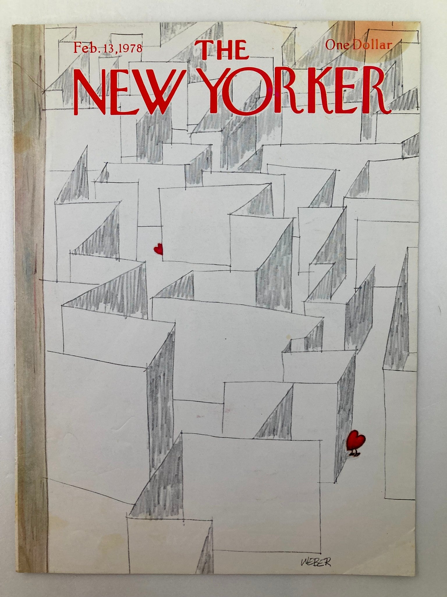 COVER ONLY The New Yorker February 13 1978 Heart Maze by Robert Weber No Label