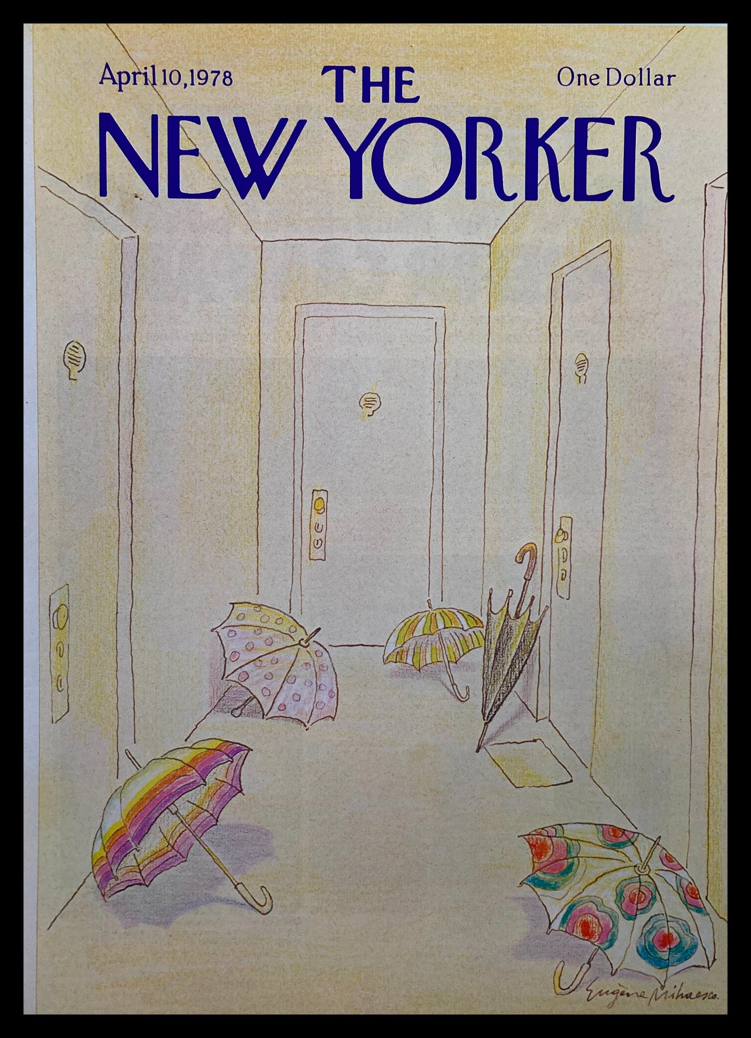 COVER ONLY The New Yorker April 10 1978 Umbrella by Eugene Mihaesco No Label