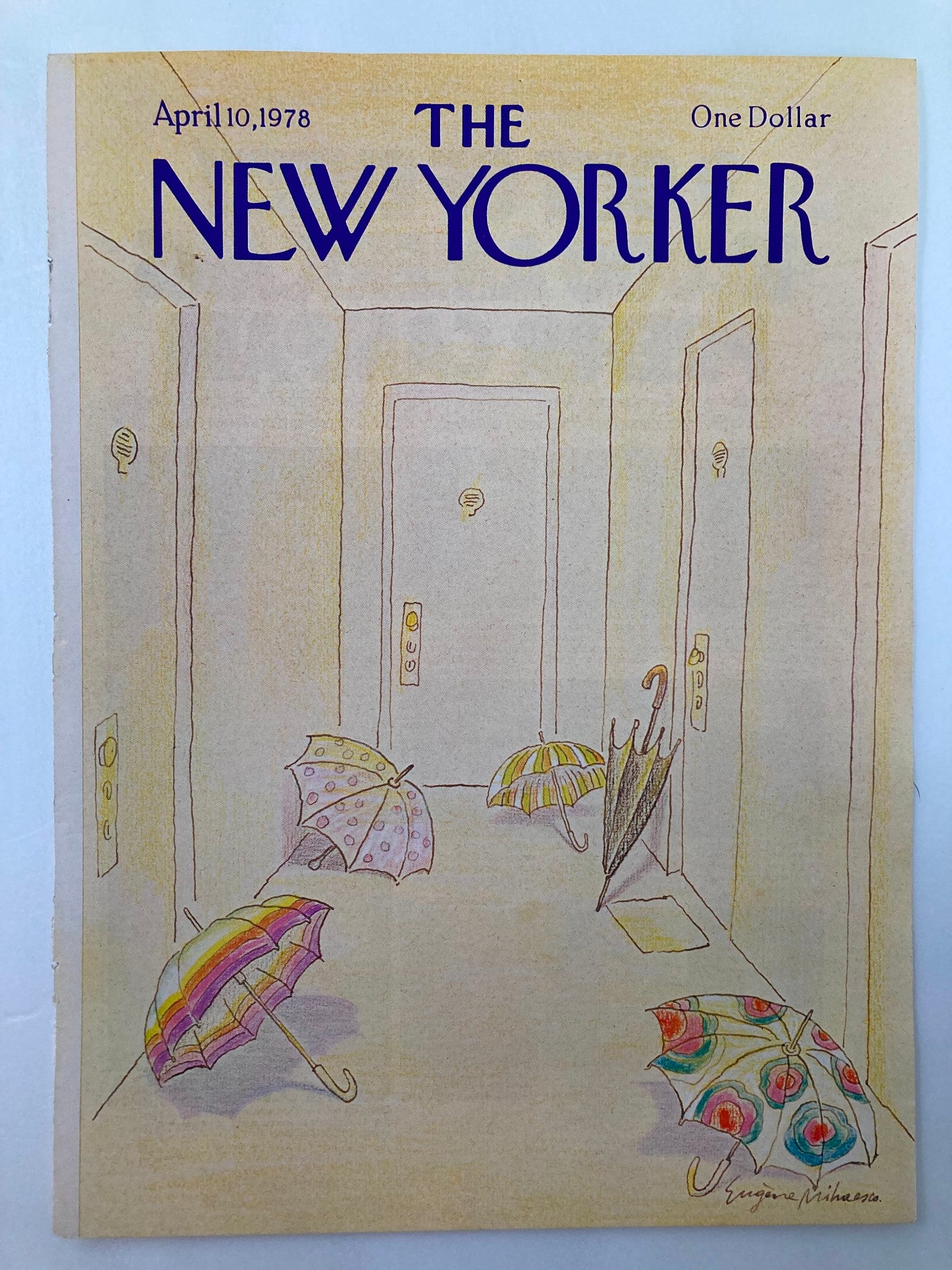 COVER ONLY The New Yorker April 10 1978 Umbrella by Eugene Mihaesco No Label