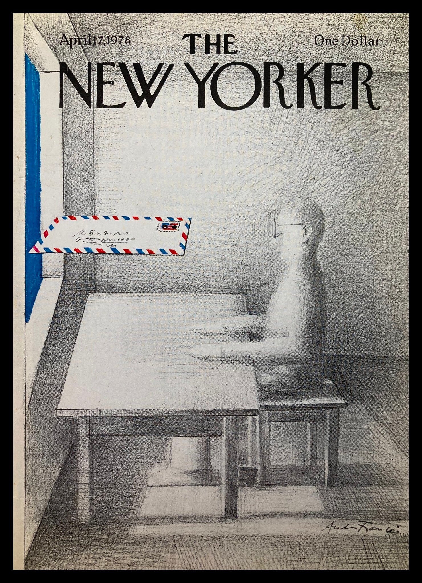 COVER ONLY The New Yorker April 17 1978 Mail by Andre Francois No Label