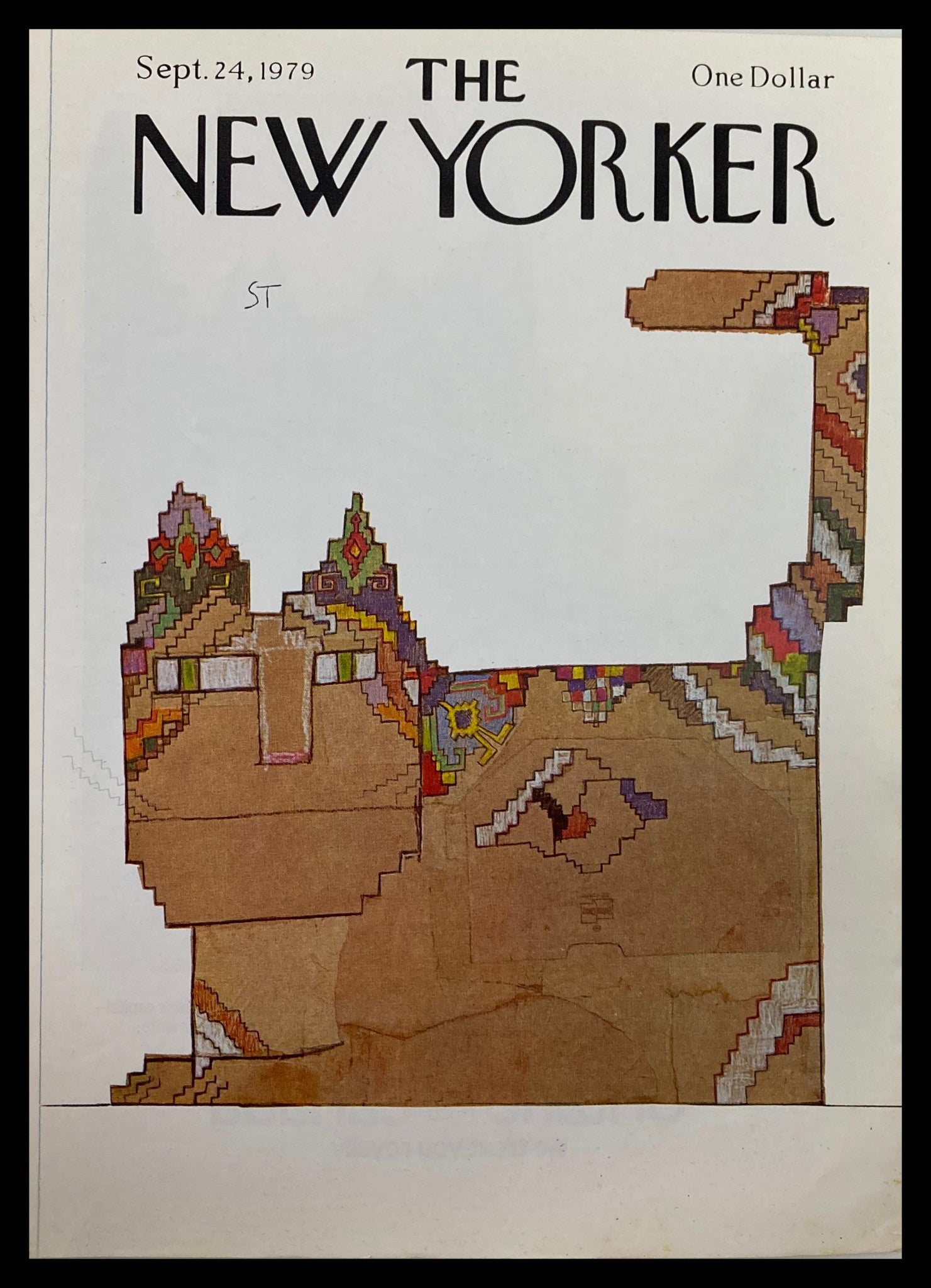 COVER ONLY The New Yorker September 24 1979 Box Cat by Saul Steinberg No Label