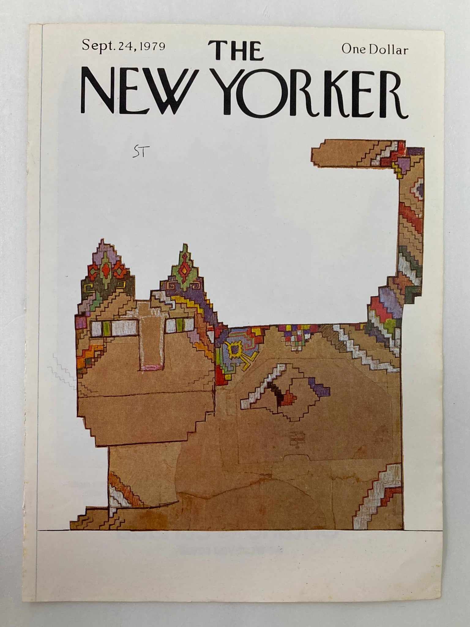 COVER ONLY The New Yorker September 24 1979 Box Cat by Saul Steinberg No Label