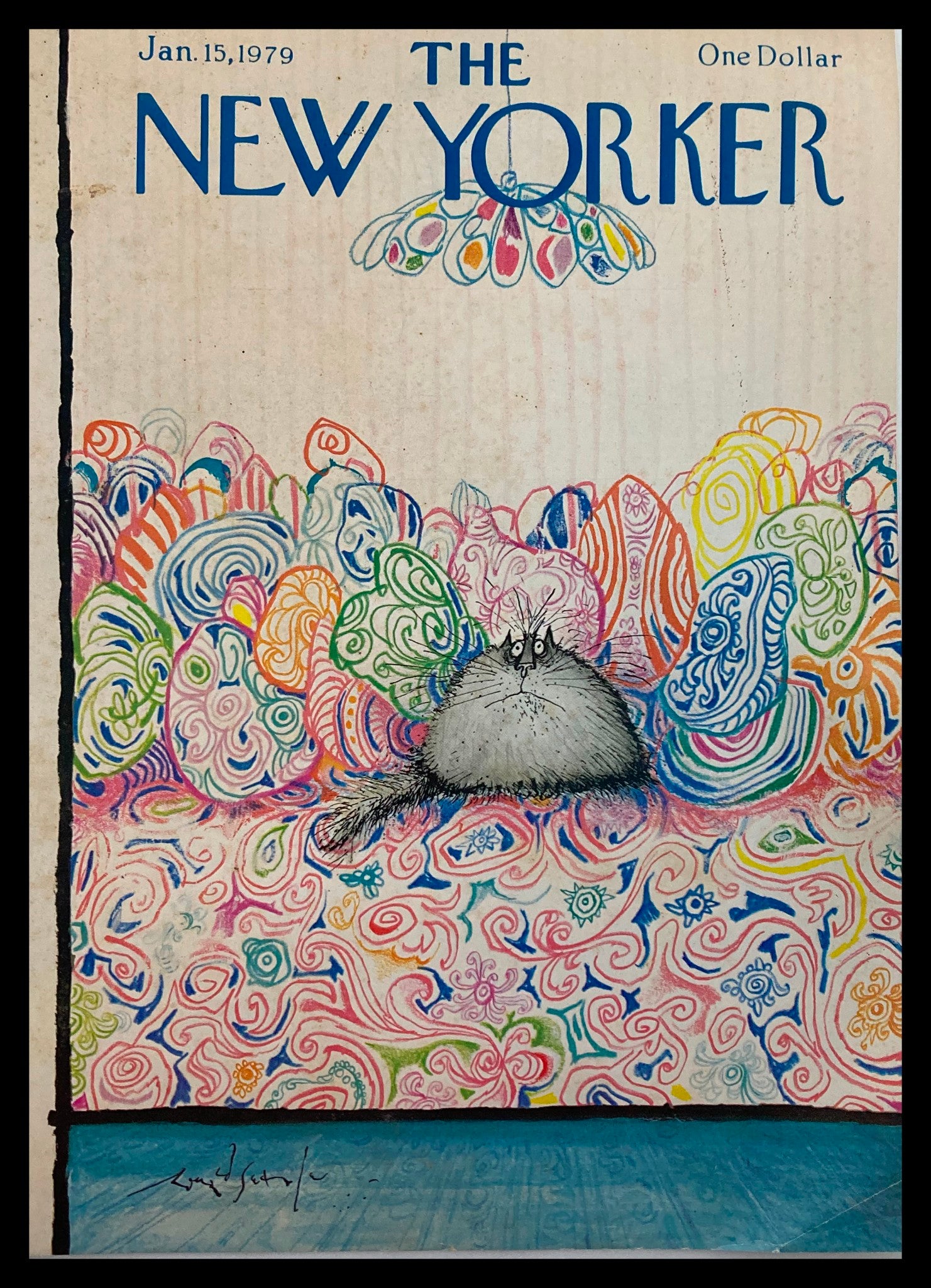 COVER ONLY The New Yorker January 15 1979 Cat by Ronald Searle No Label