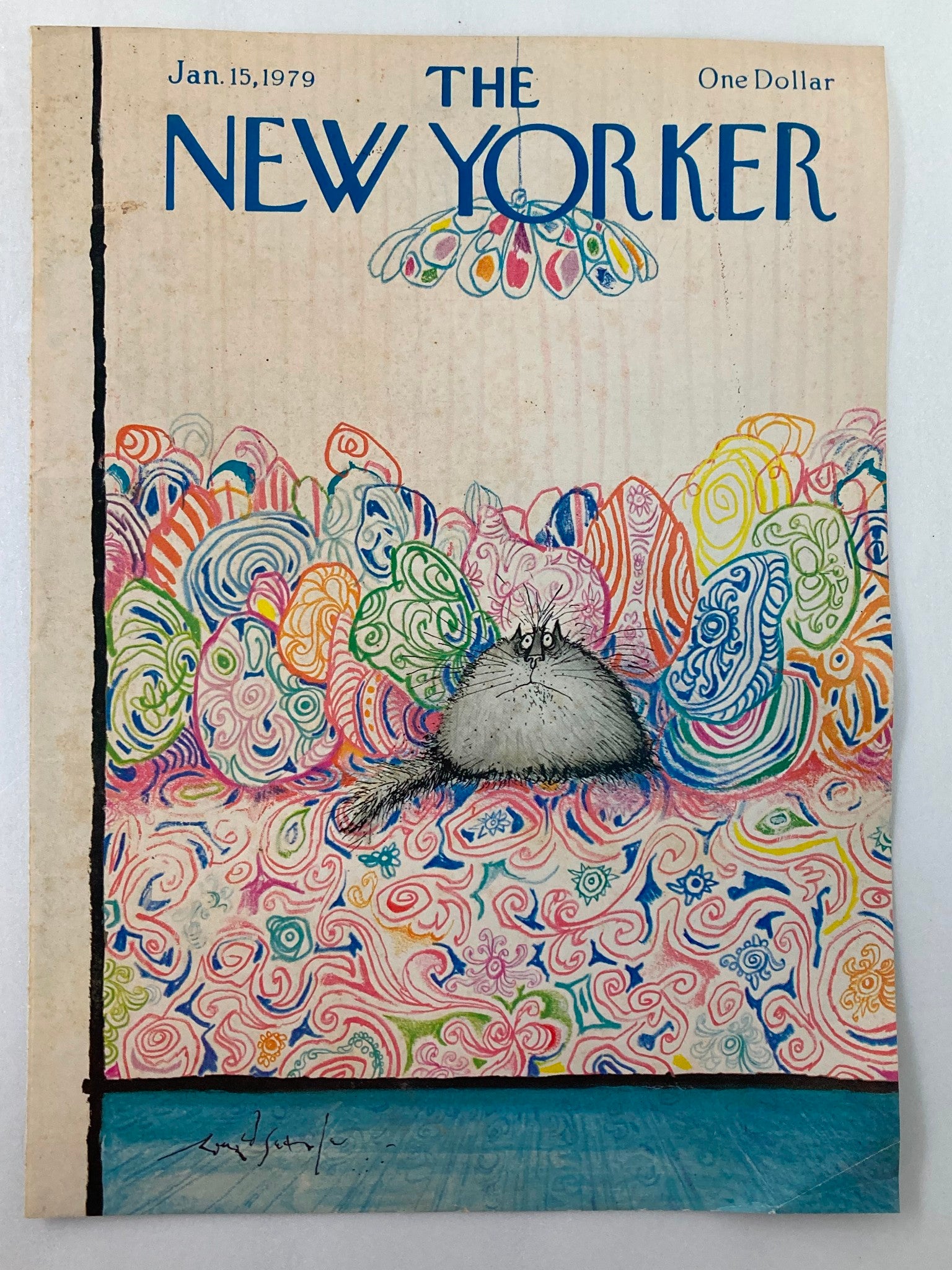 COVER ONLY The New Yorker January 15 1979 Cat by Ronald Searle No Label