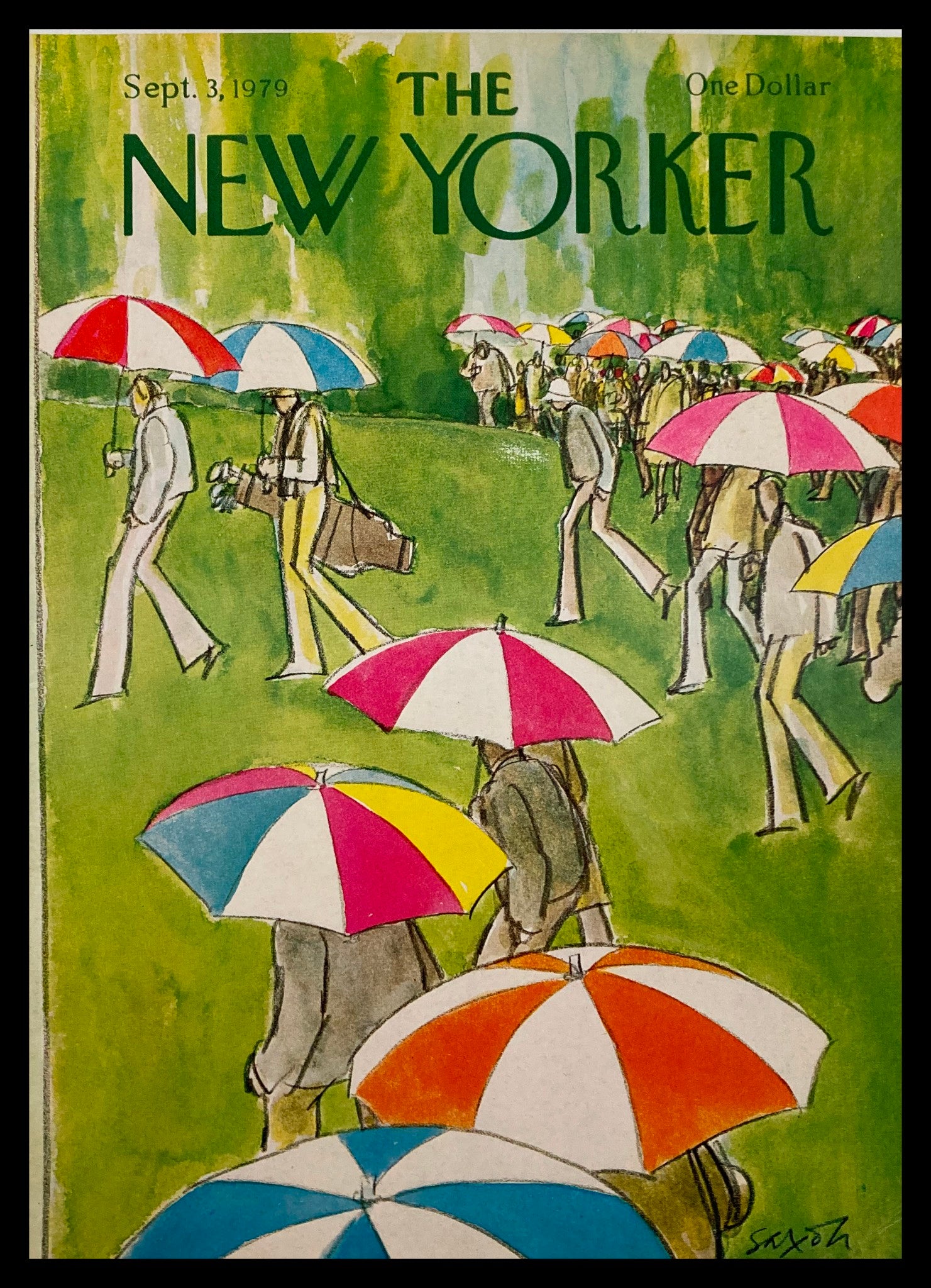 COVER ONLY The New Yorker September 3 1979 Umbrellas by Charles Saxon No Label