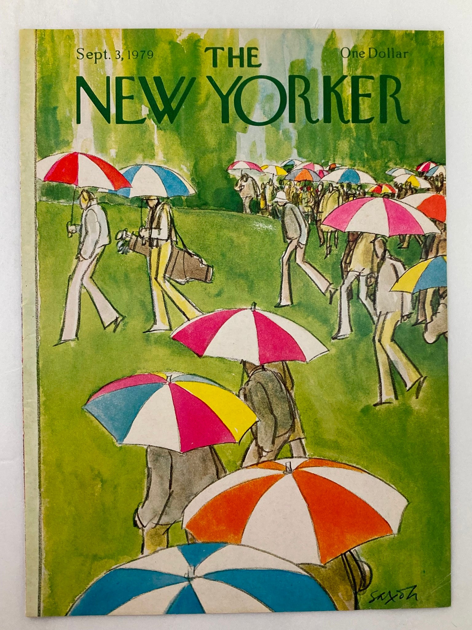 COVER ONLY The New Yorker September 3 1979 Umbrellas by Charles Saxon No Label