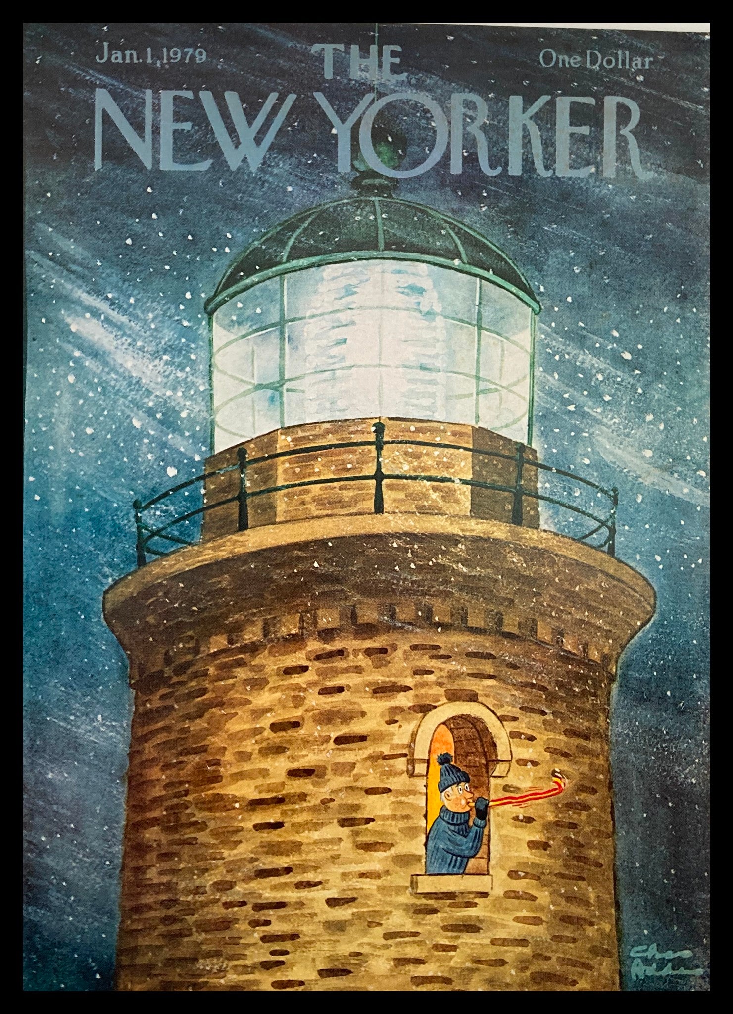 COVER ONLY The New Yorker January 1 1979 New Years by Chas Addams No Label