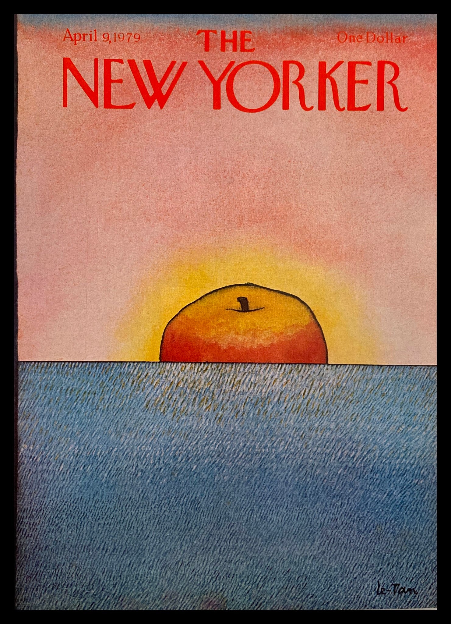 COVER ONLY The New Yorker April 9 1979 Sun Apple by Pierre Le-Tan No Label