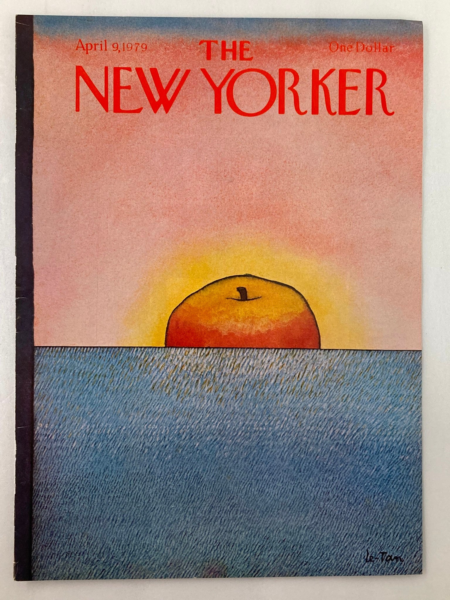 COVER ONLY The New Yorker April 9 1979 Sun Apple by Pierre Le-Tan No Label