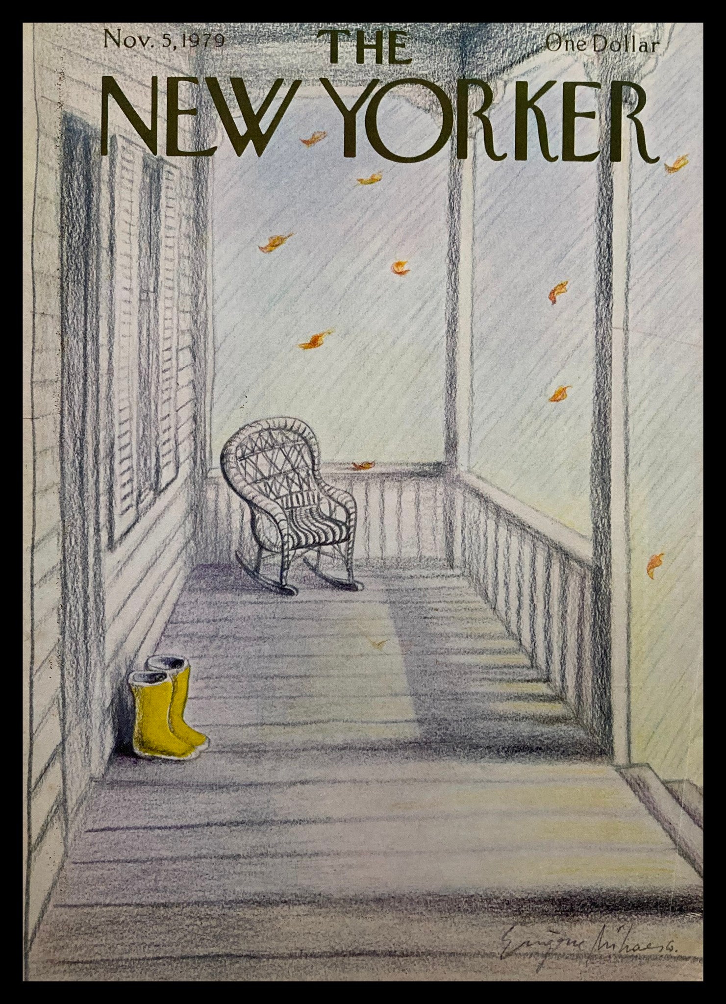 COVER ONLY The New Yorker November 5 1979 Yellow Boots by E. Mihaesco No Label