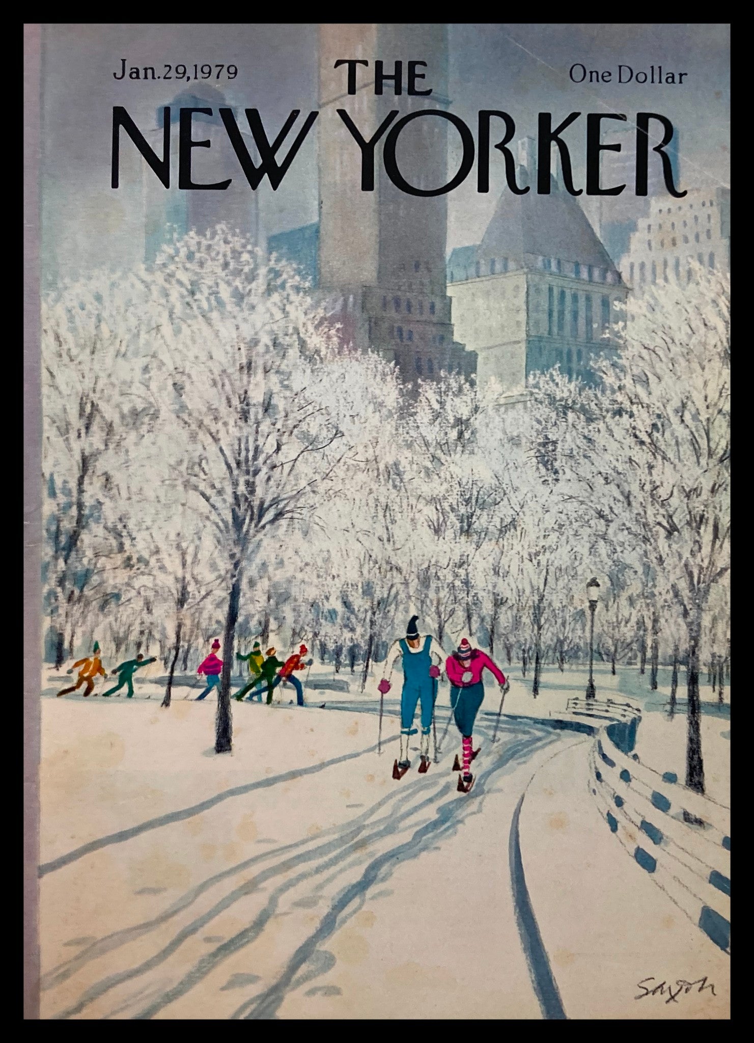 COVER ONLY The New Yorker January 29 1979 Ice Skating by Charles Saxon No Label