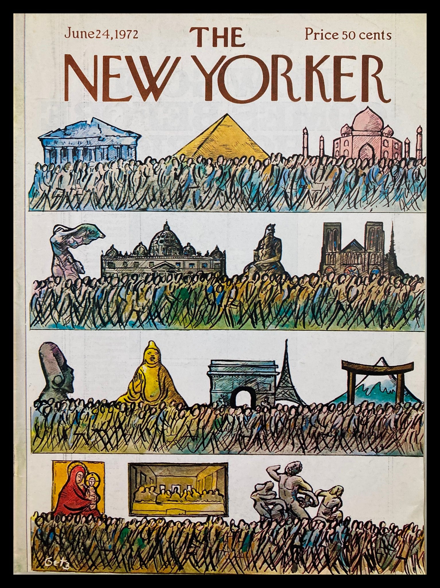 COVER ONLY The New Yorker June 1972 Ancient People by Arthur Getz