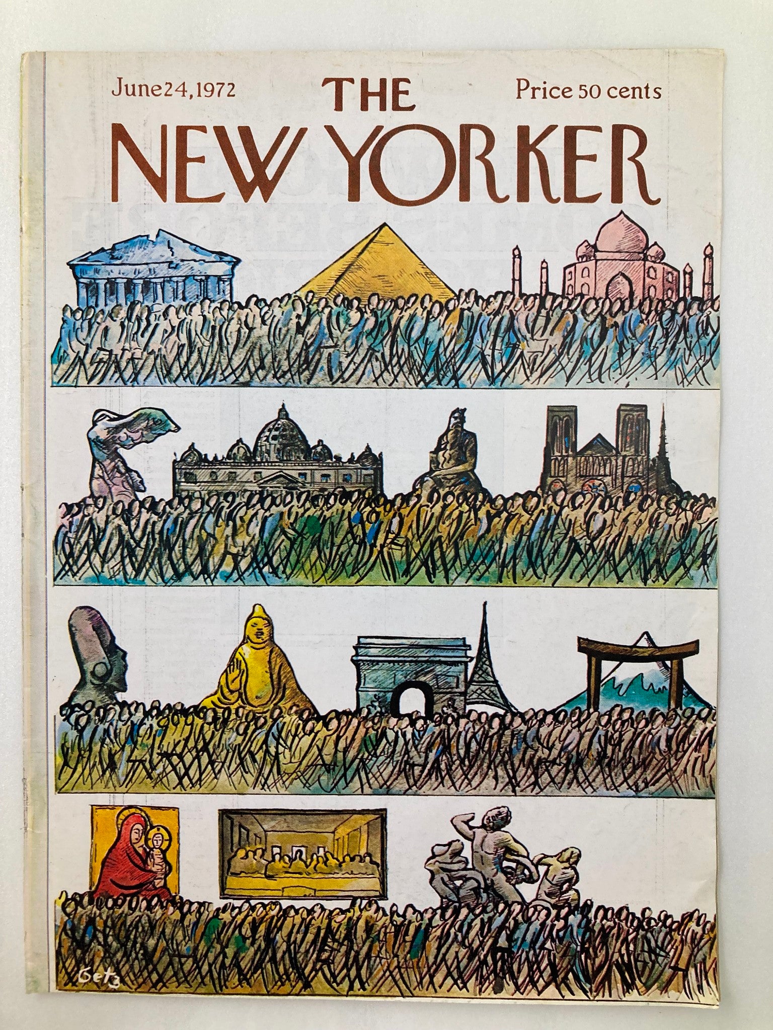 COVER ONLY The New Yorker June 1972 Ancient People by Arthur Getz