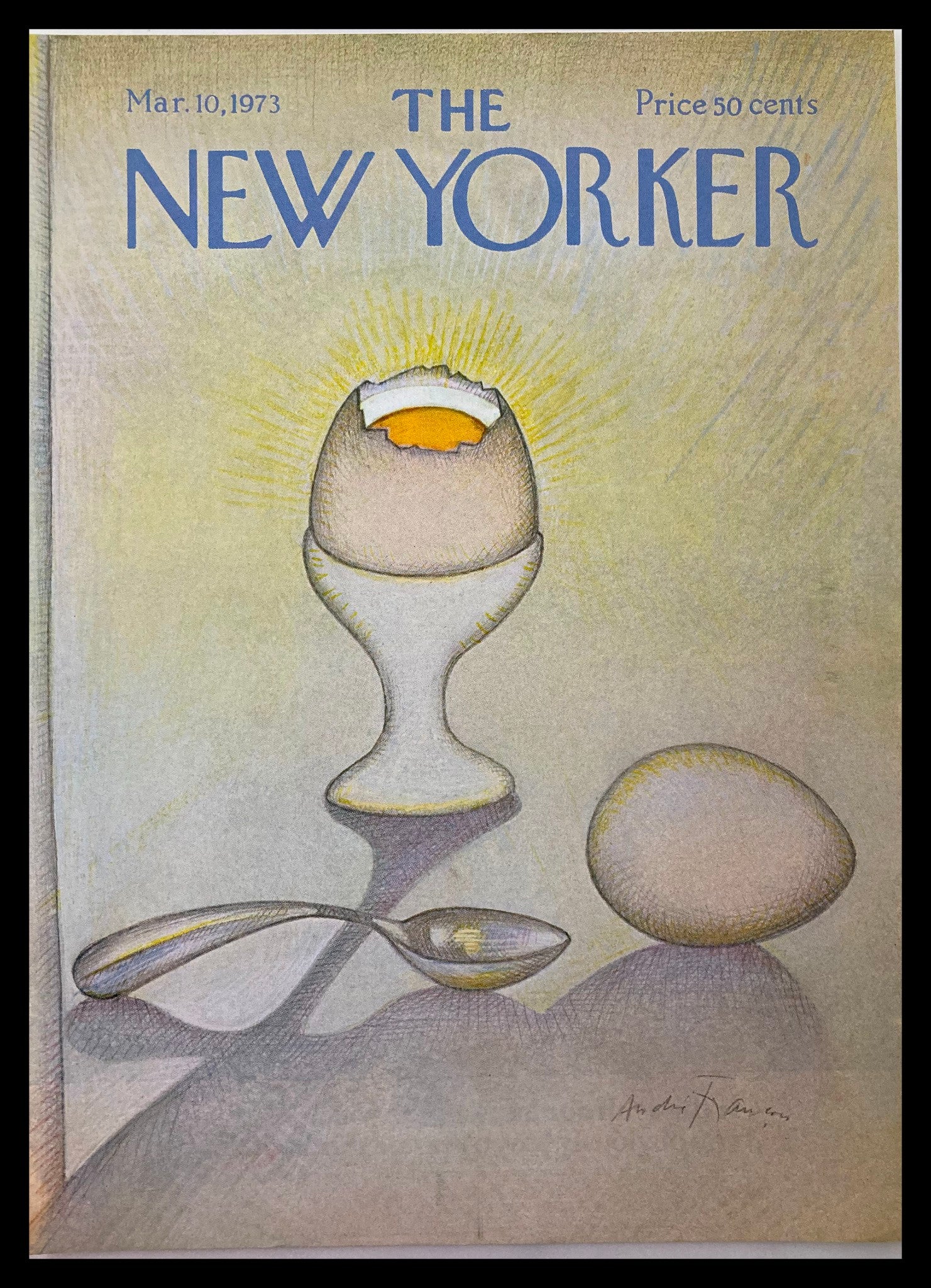 COVER ONLY The New Yorker March 10 1973 Holy Egg by Andre Francois