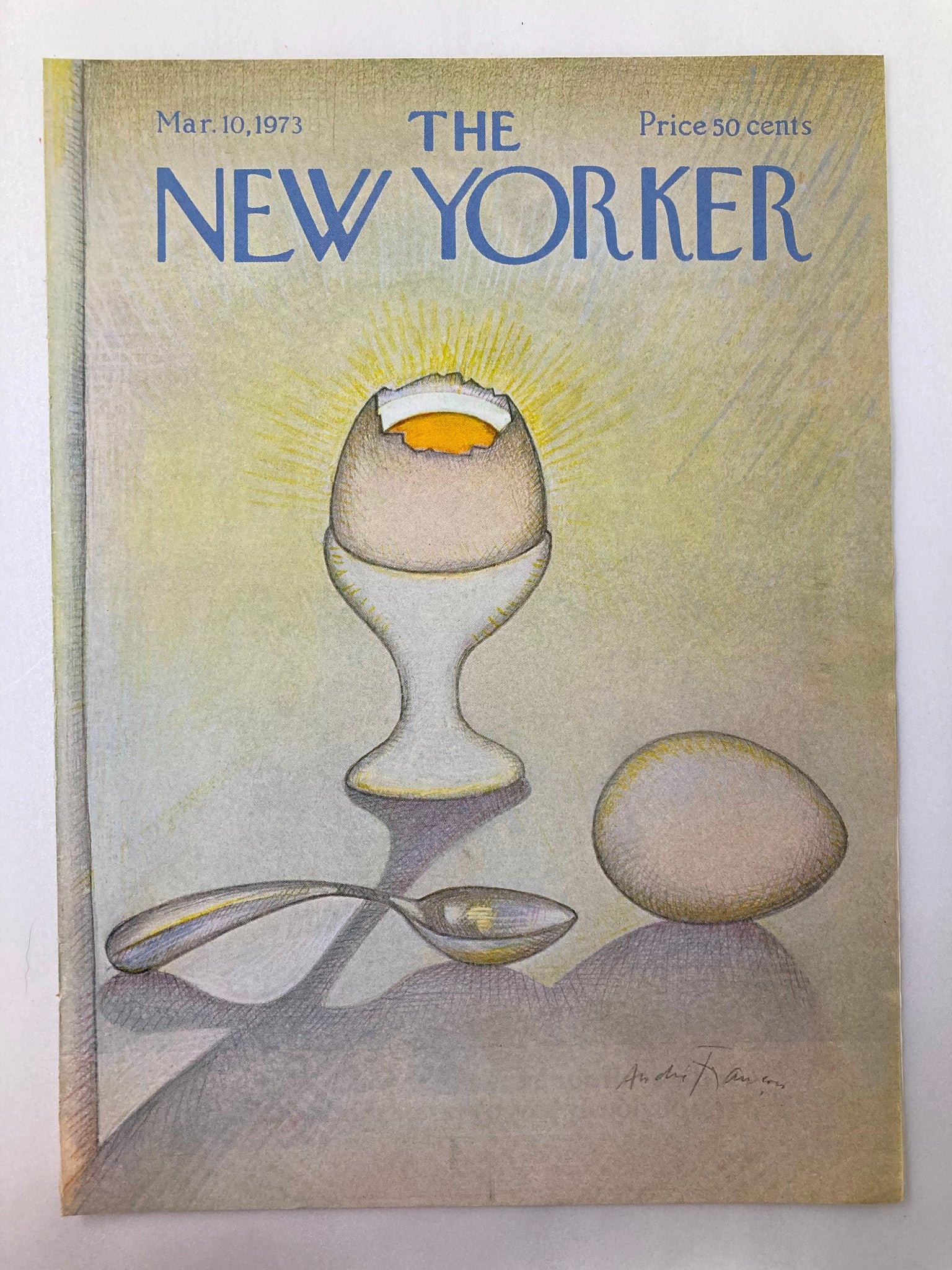 COVER ONLY The New Yorker March 10 1973 Holy Egg by Andre Francois