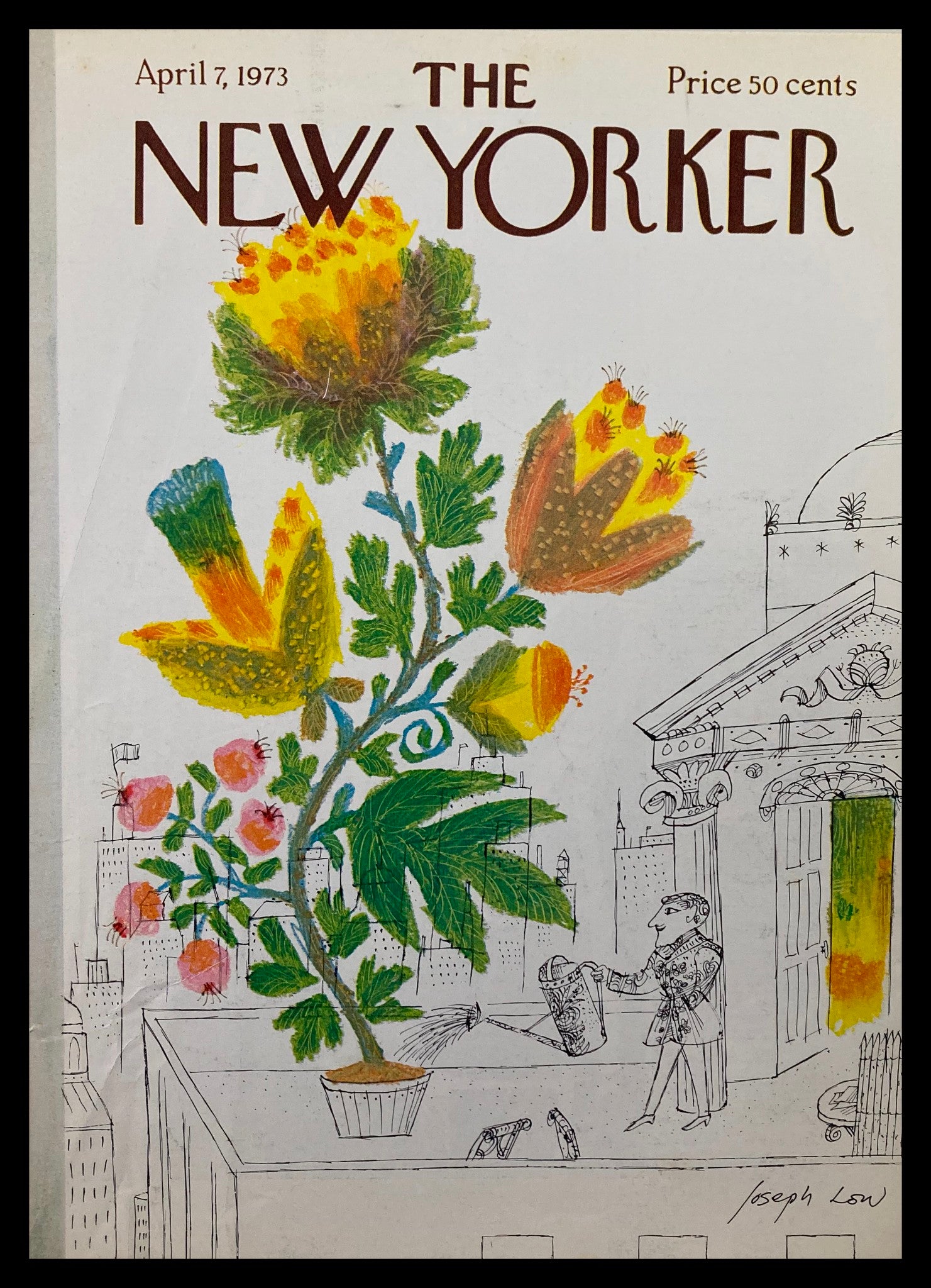 COVER ONLY The New Yorker April 7 1973 Plant Growing by Joseph Low No Label