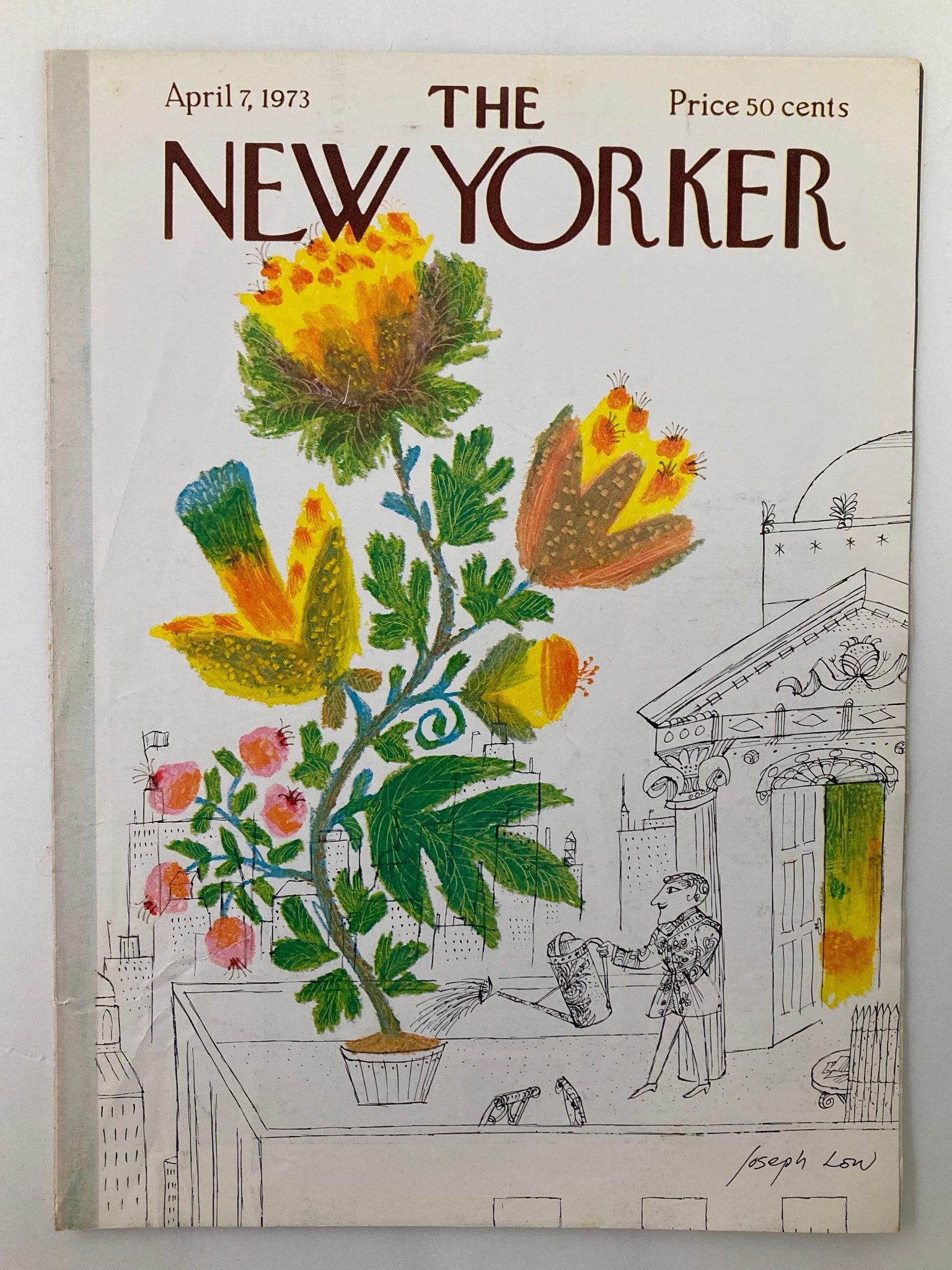 COVER ONLY The New Yorker April 7 1973 Plant Growing by Joseph Low No Label