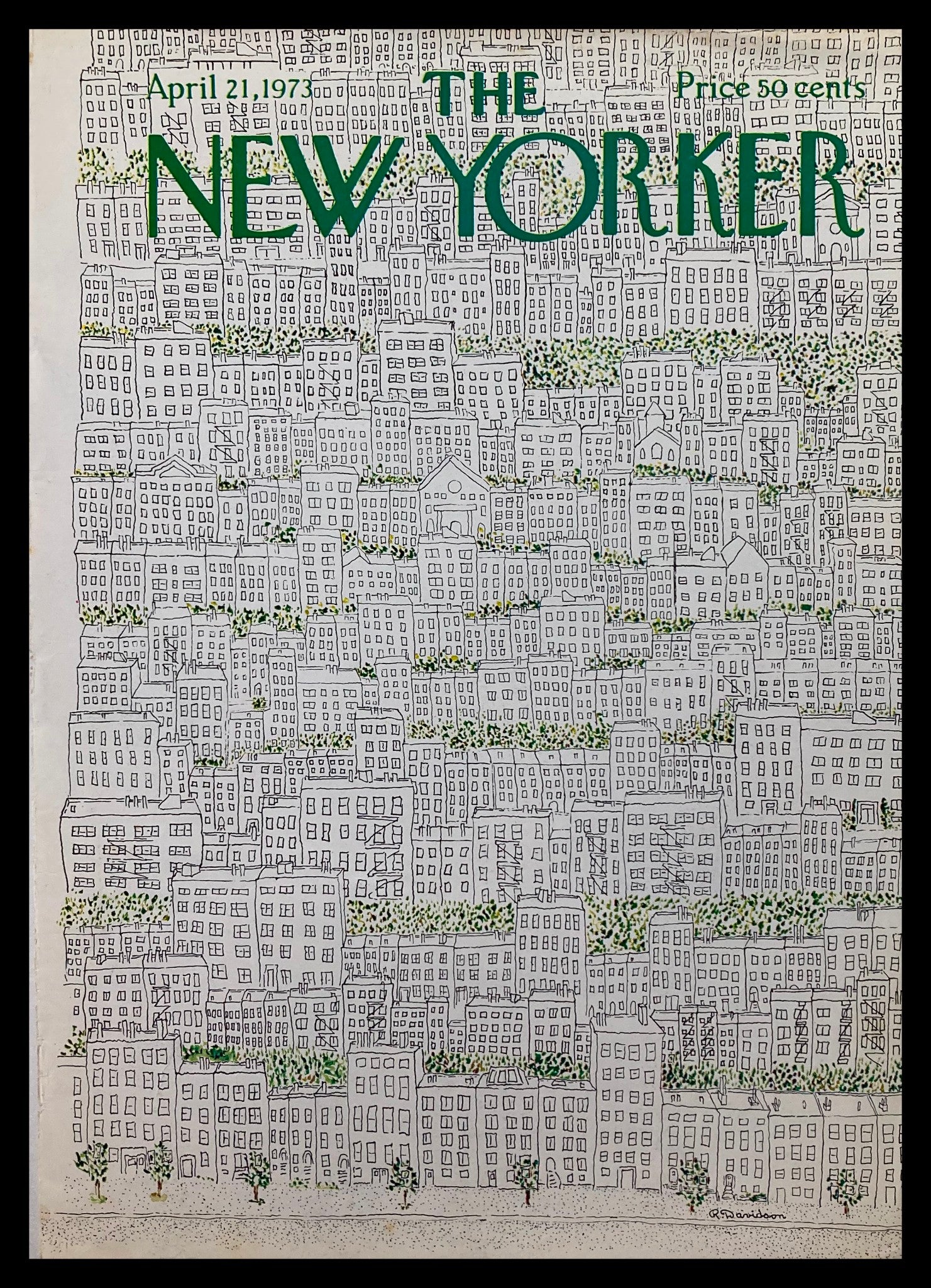 COVER ONLY The New Yorker April 21 1973 Buildings by Raymond Davidson No Label