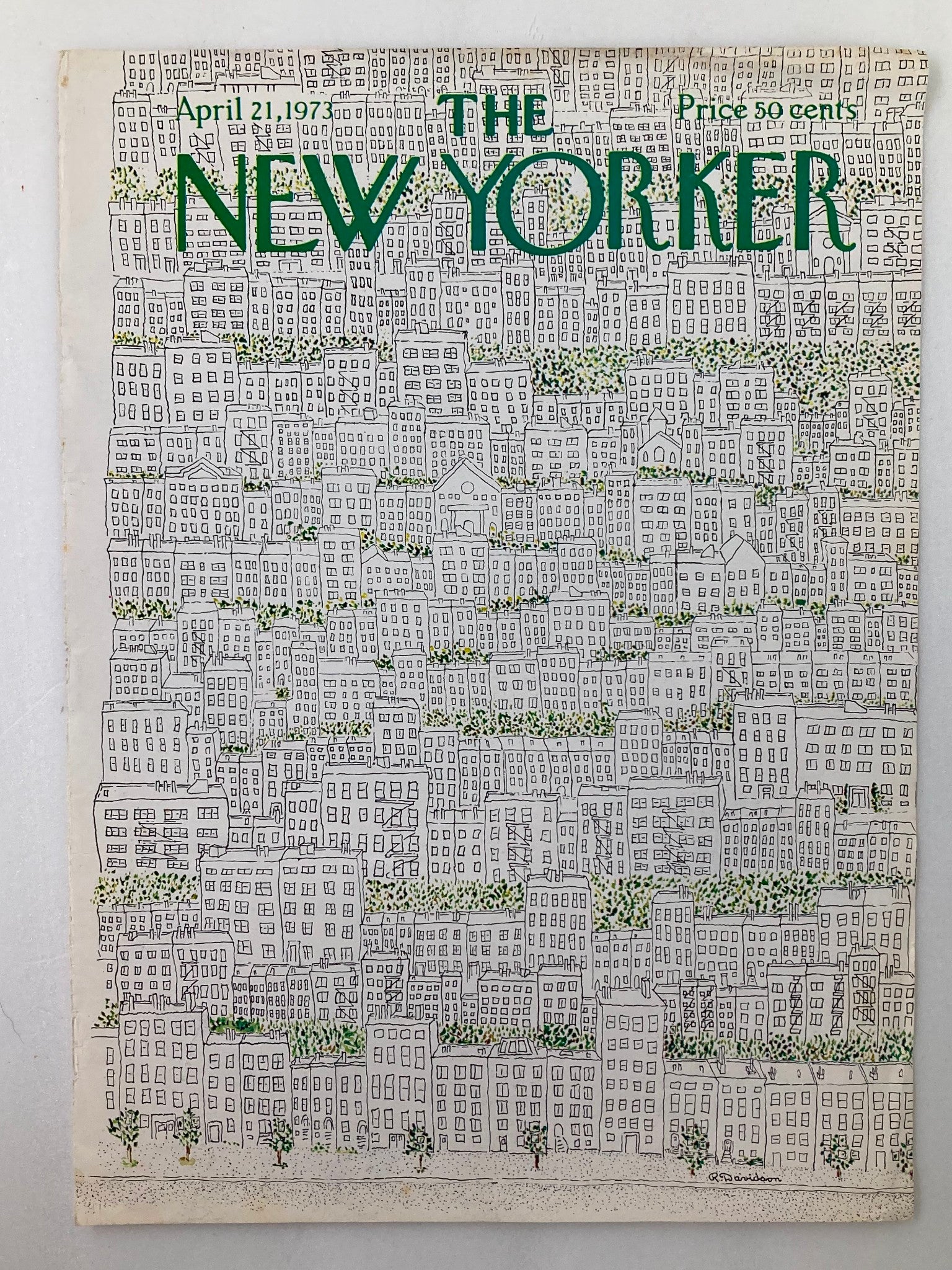 COVER ONLY The New Yorker April 21 1973 Buildings by Raymond Davidson No Label