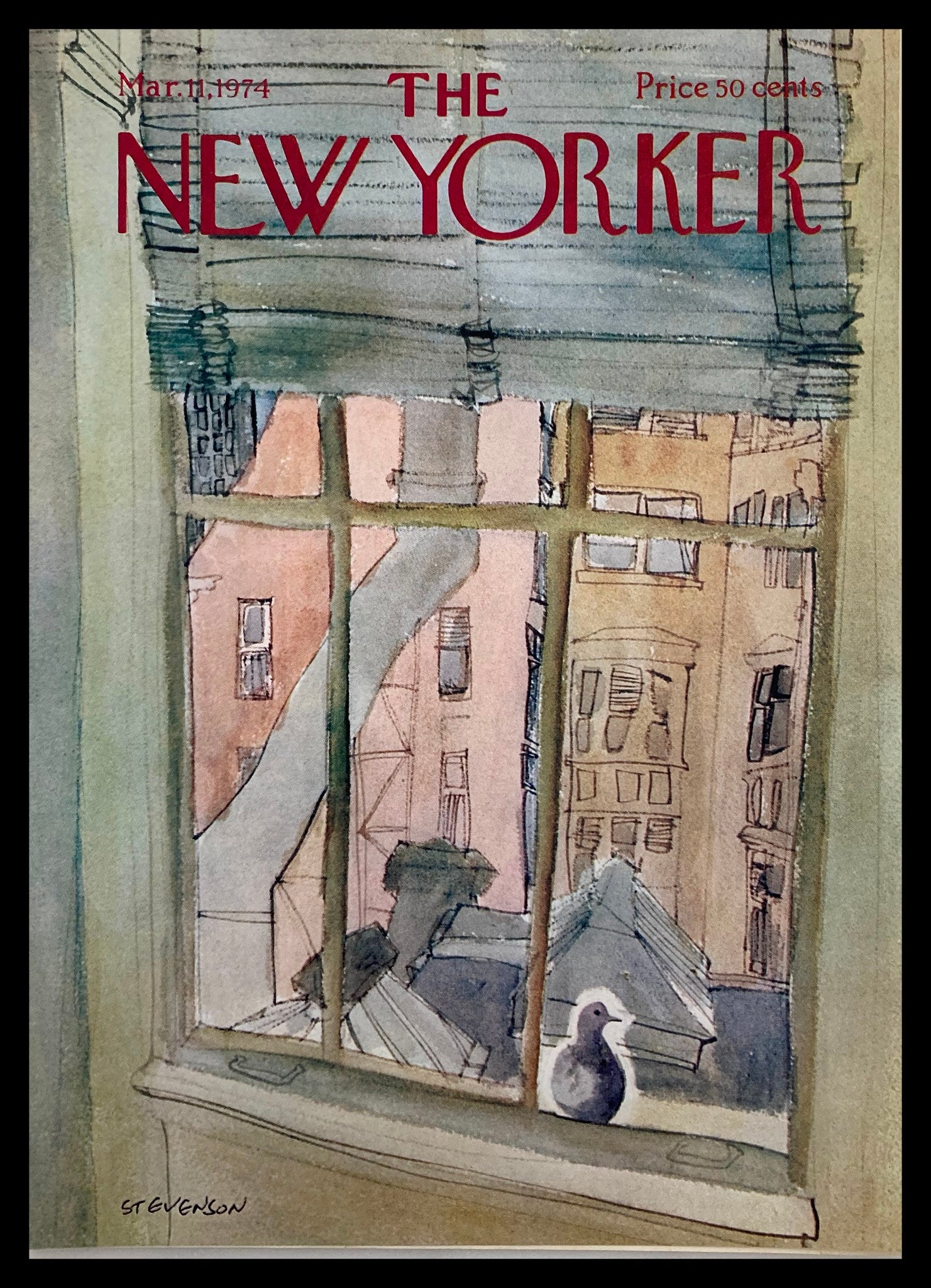 COVER ONLY The New Yorker March 11 1974 Window Bird by James Stevenson No Label