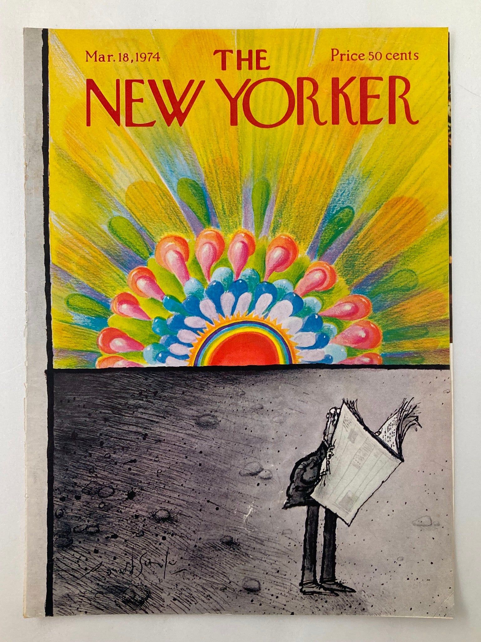 COVER ONLY The New Yorker March 18 1974 Sunrise by Ronald Searle No Label