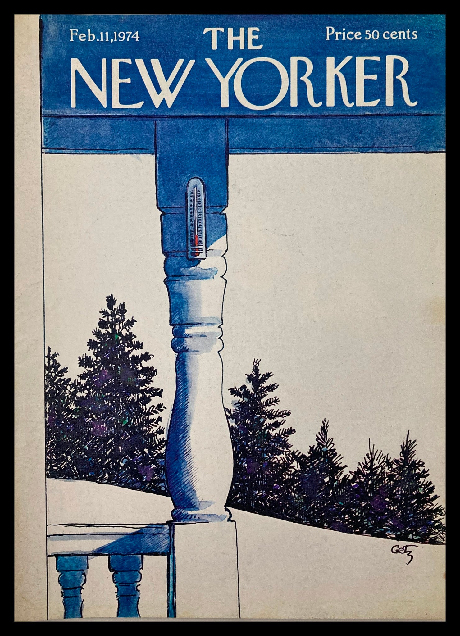 COVER ONLY The New Yorker February 11 1974 Temperature by Arthur Getz No Label