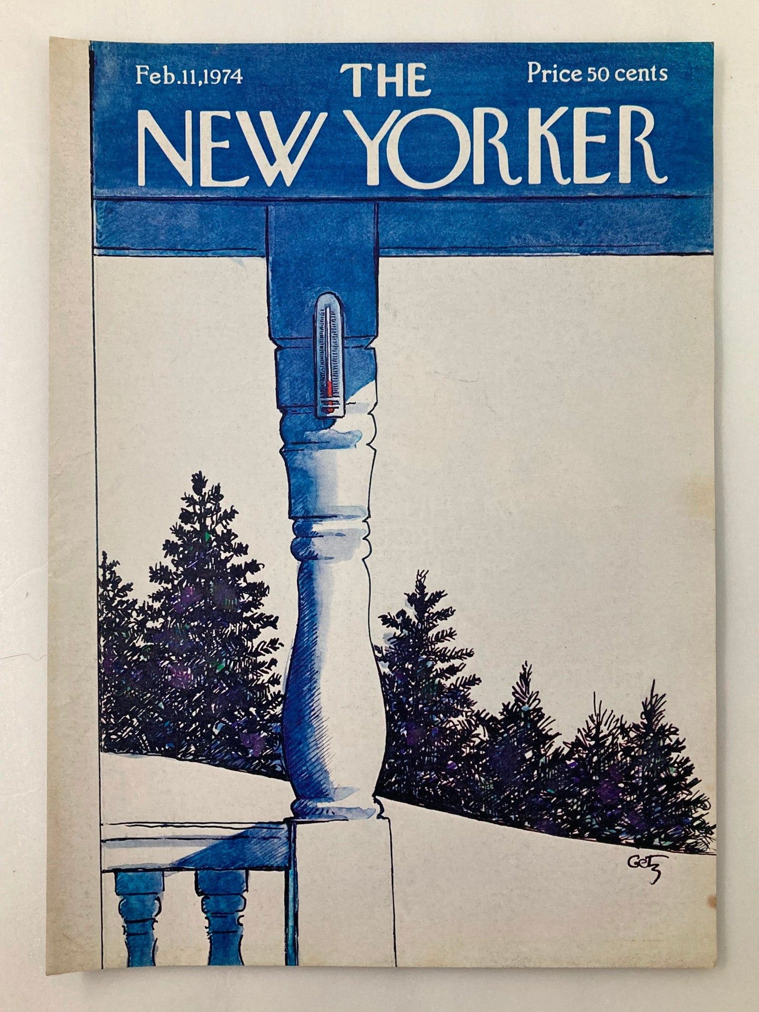 COVER ONLY The New Yorker February 11 1974 Temperature by Arthur Getz No Label