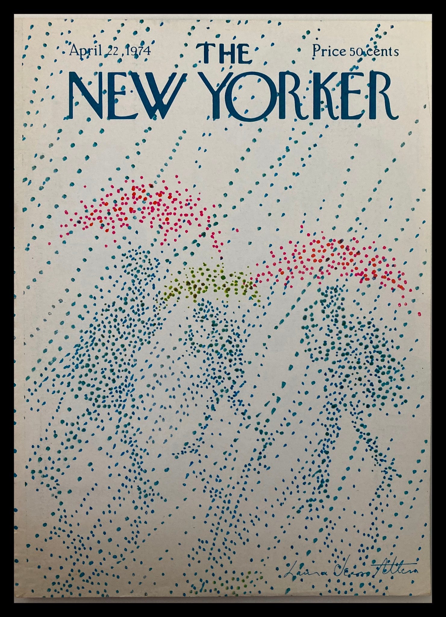 COVER ONLY The New Yorker April 22 1974 Raindrops by Laura Jean Allen No Label