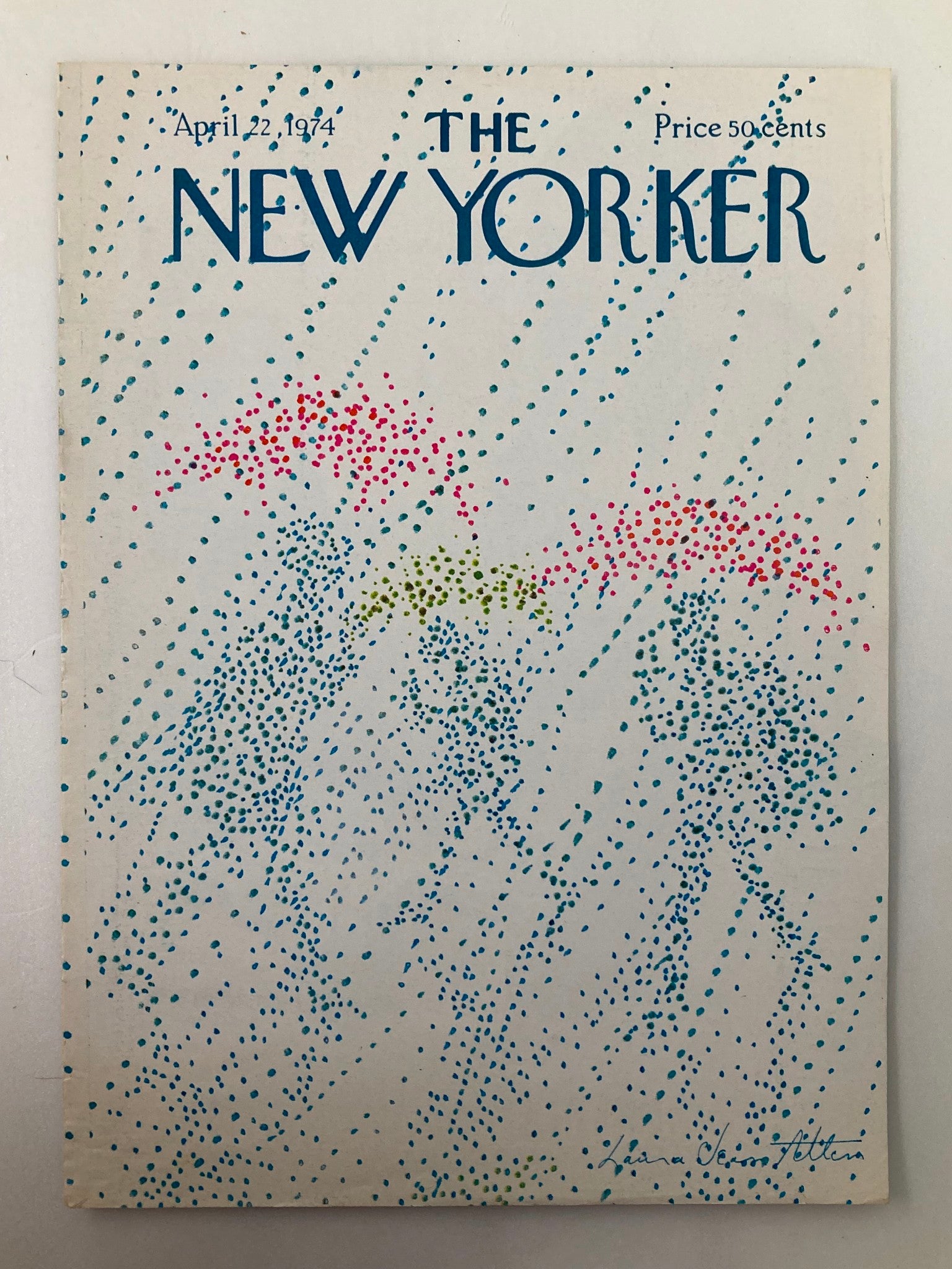 COVER ONLY The New Yorker April 22 1974 Raindrops by Laura Jean Allen No Label