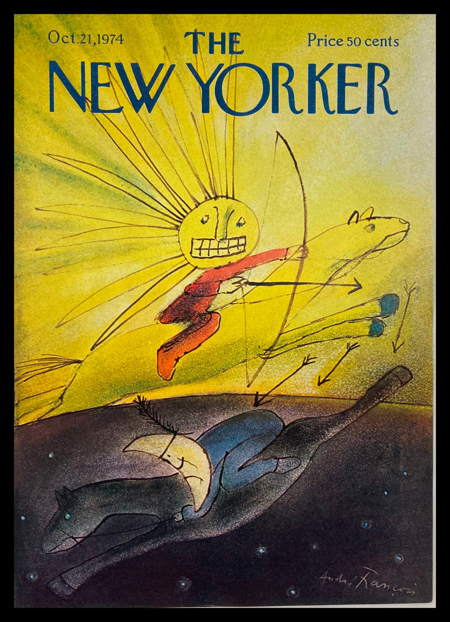 COVER ONLY The New Yorker October 21 1974 Day & Night by Andre Francois No Label