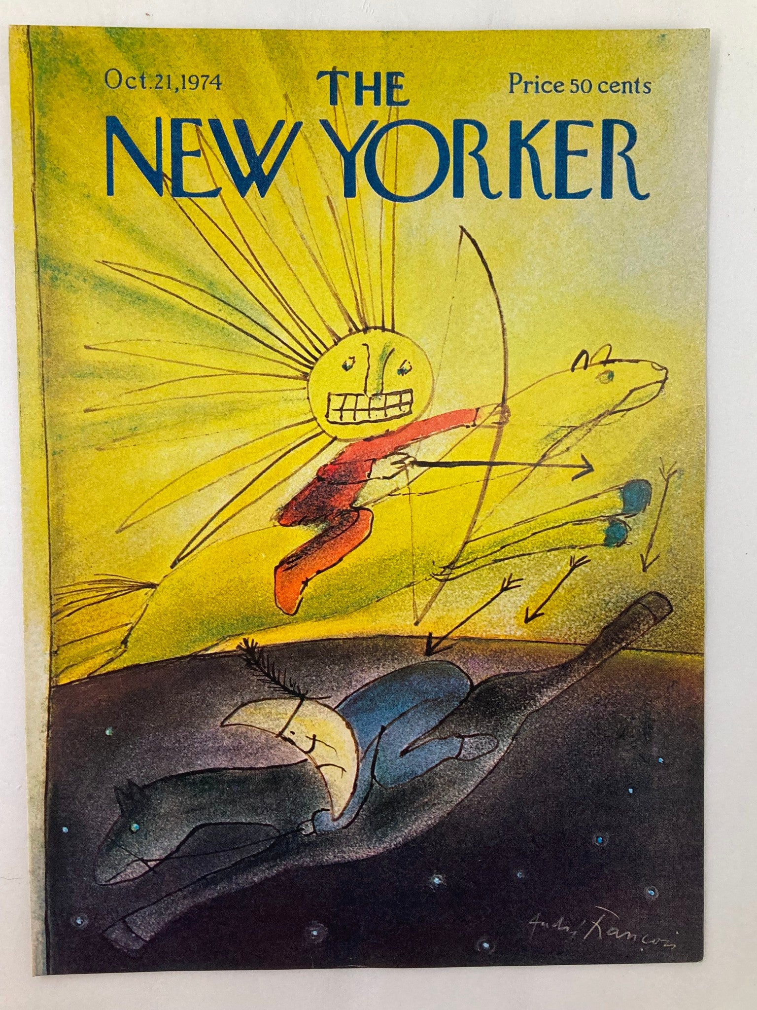 COVER ONLY The New Yorker October 21 1974 Day & Night by Andre Francois No Label