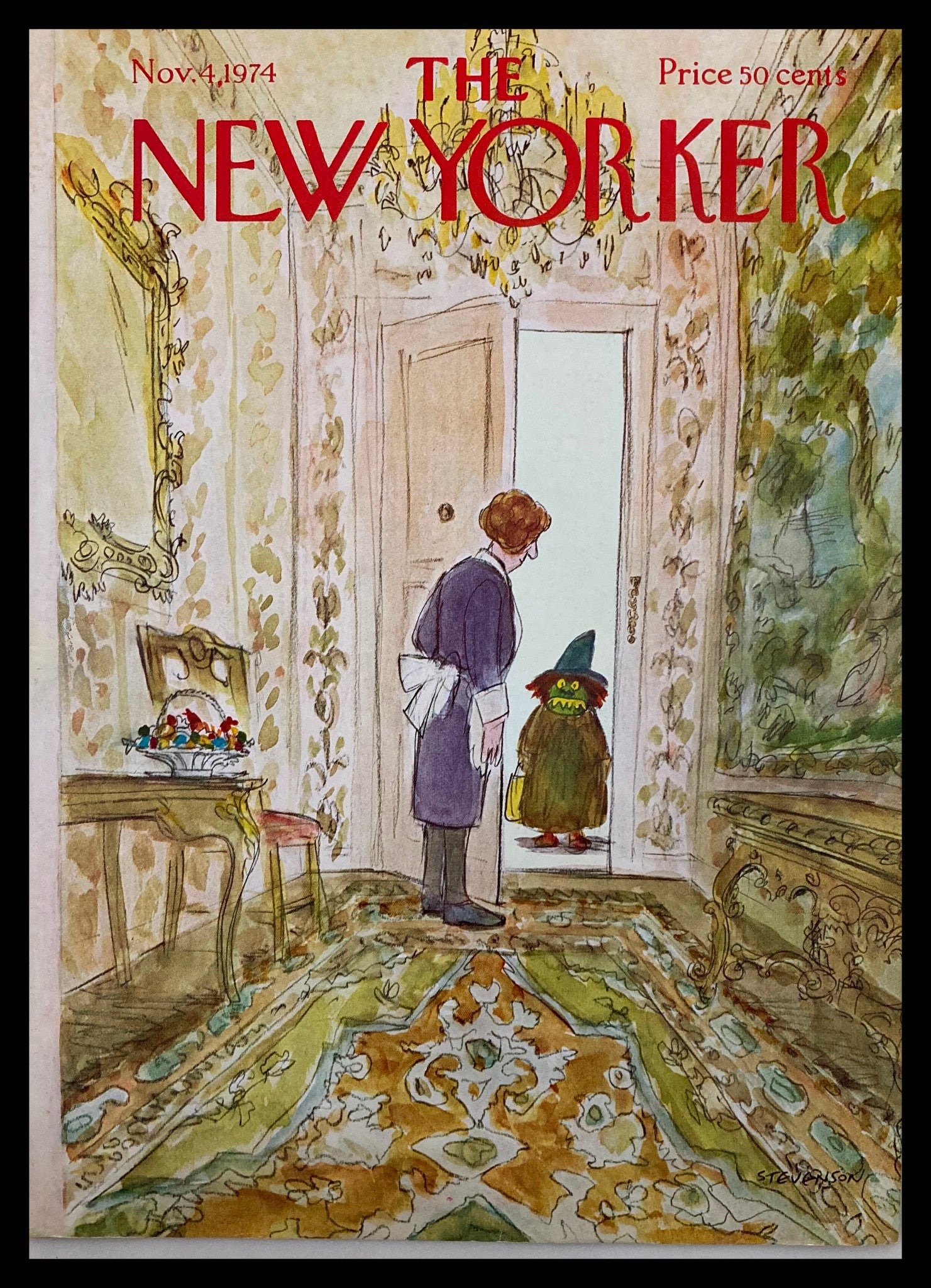 COVER ONLY The New Yorker November 4 1974 Witch Visit James Stevenson No Label