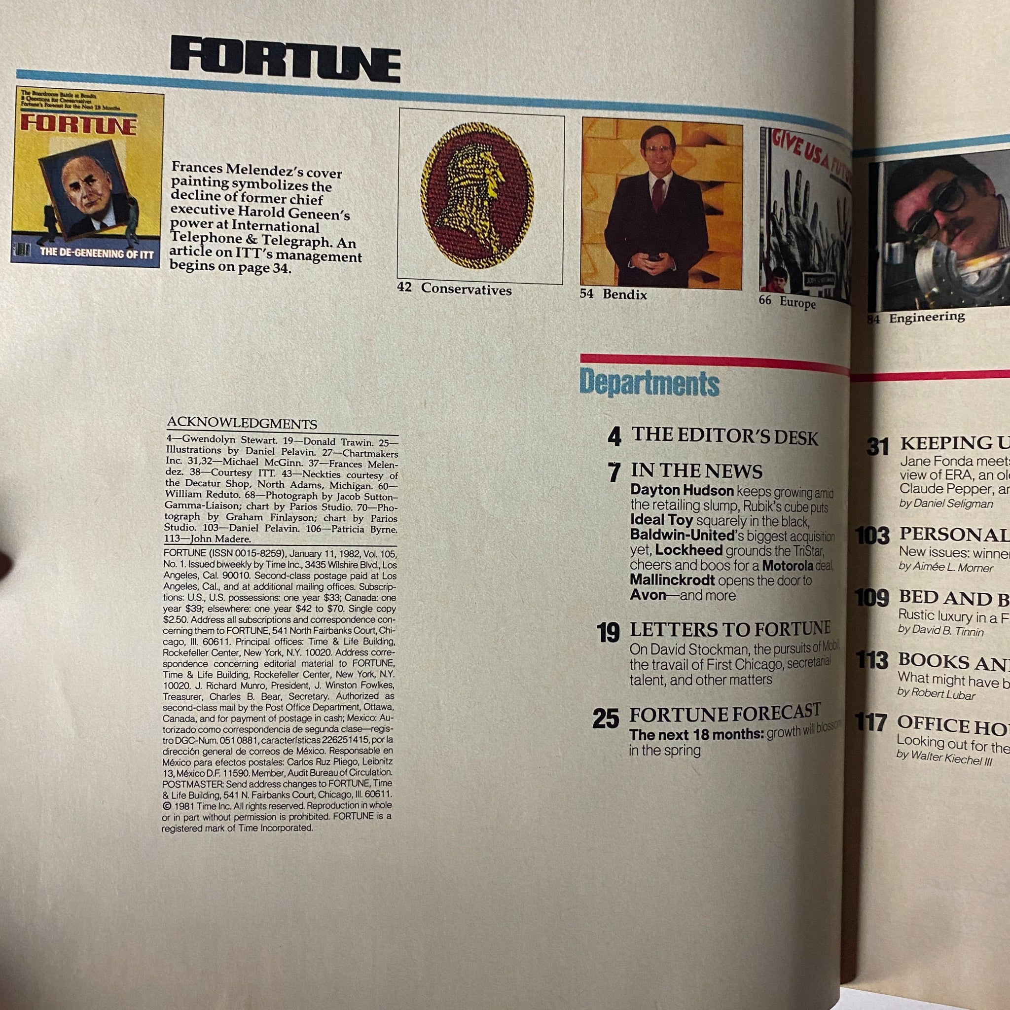 Fortune Magazine January 11, 1982 Chief Executive Harold Geneen VG