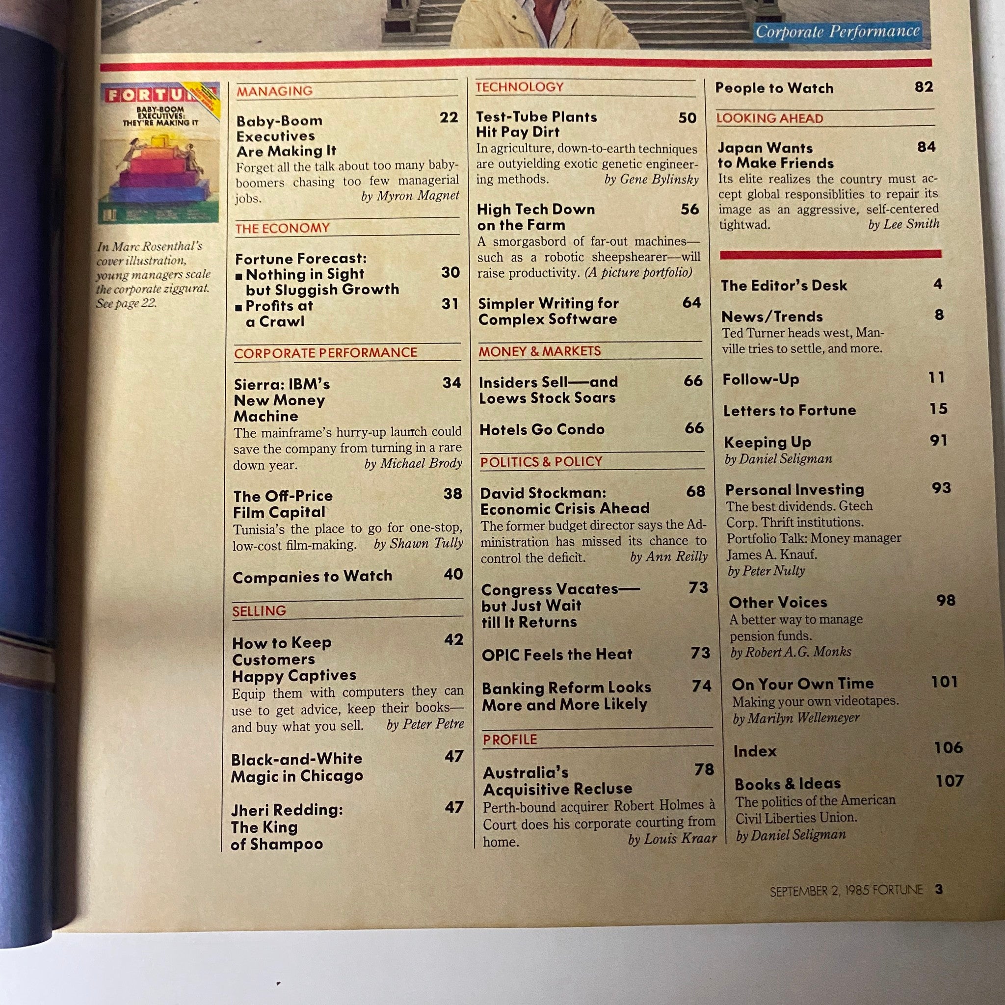 Fortune Magazine September 2, 1985 Baby-Boom Executives: They're Making It VG