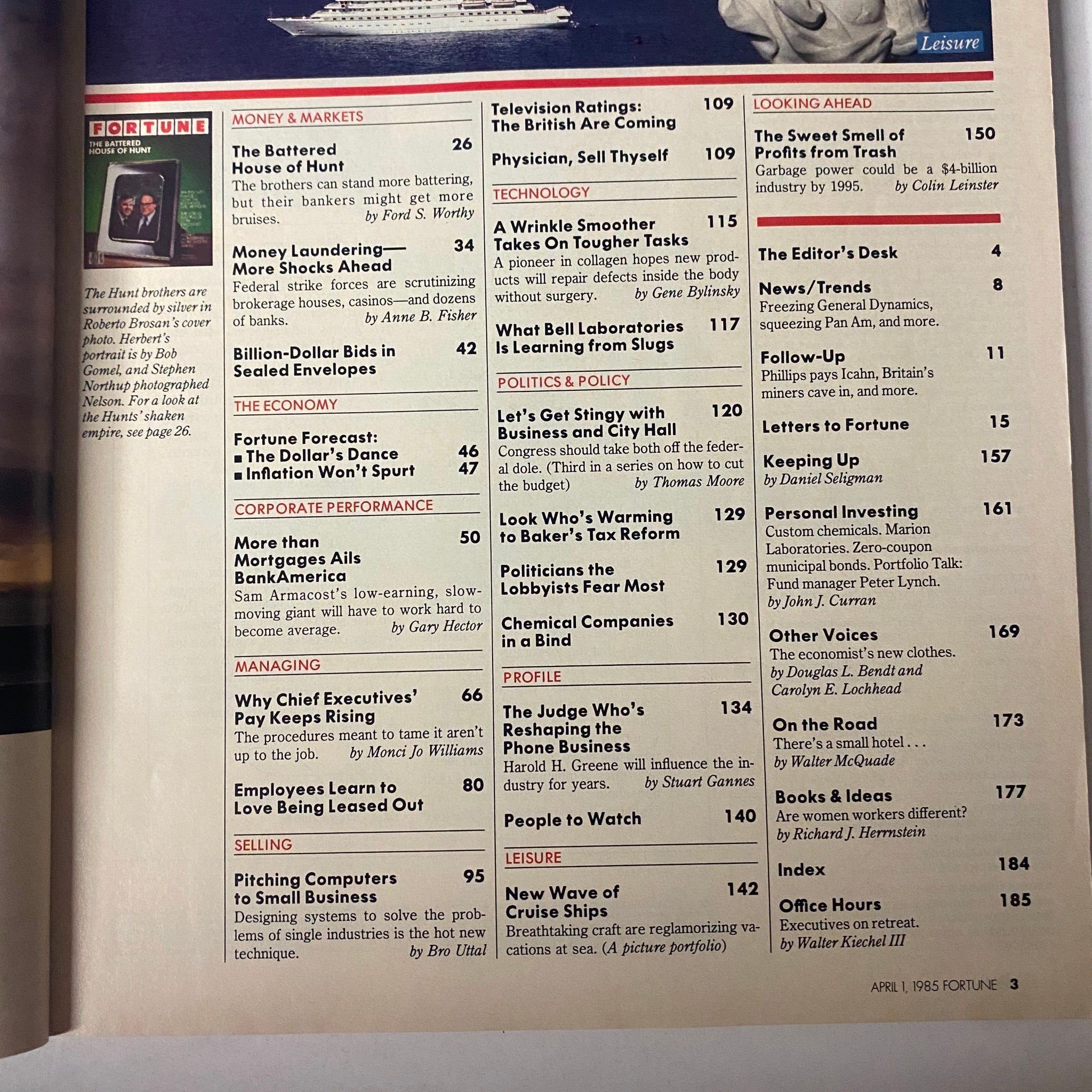 Fortune Magazine April 1, 1985 Herbert and Bunker Hunt Brothers