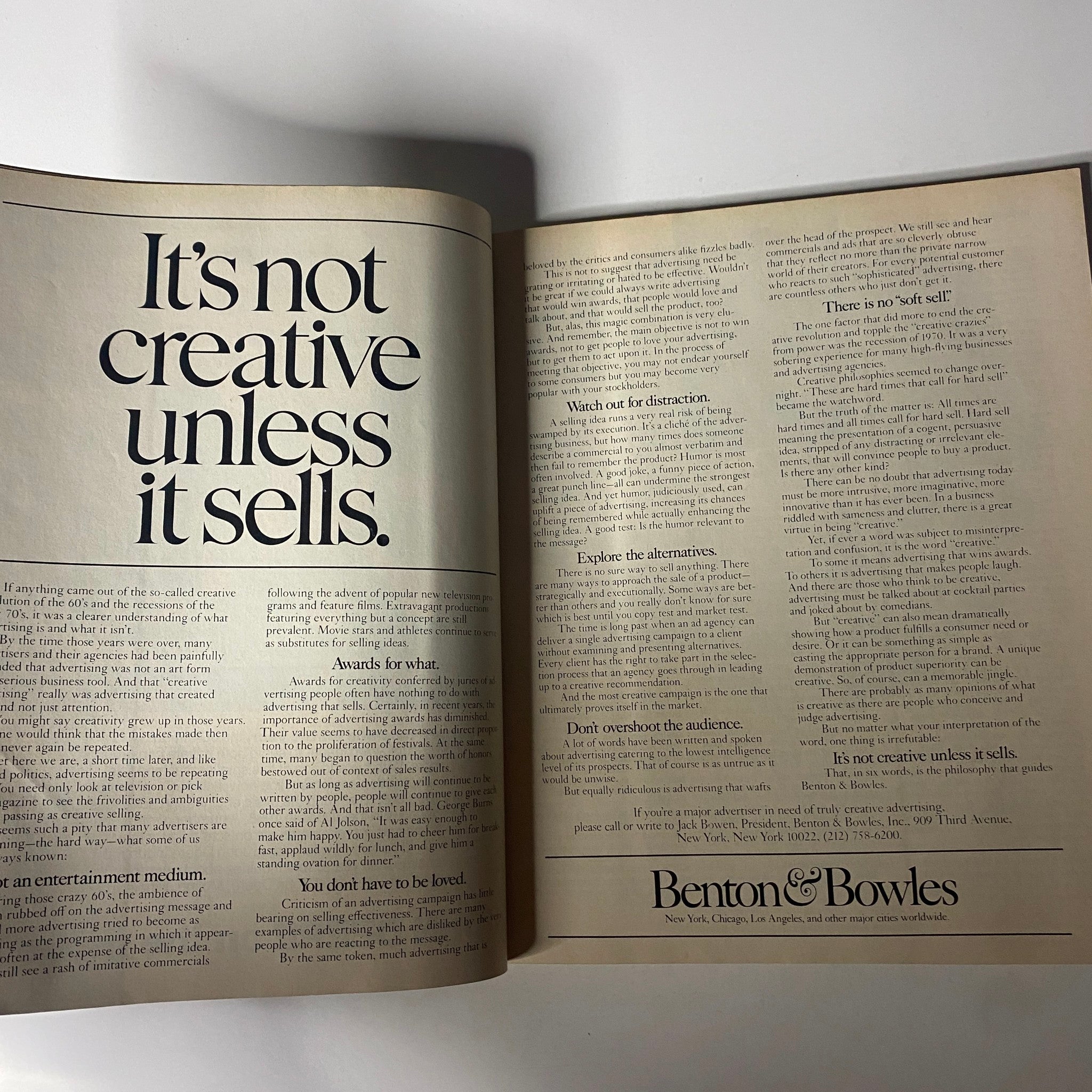 Article showcasing advertising concept titled 'It's not creative unless it sells' from Fortune Magazine February 1977.